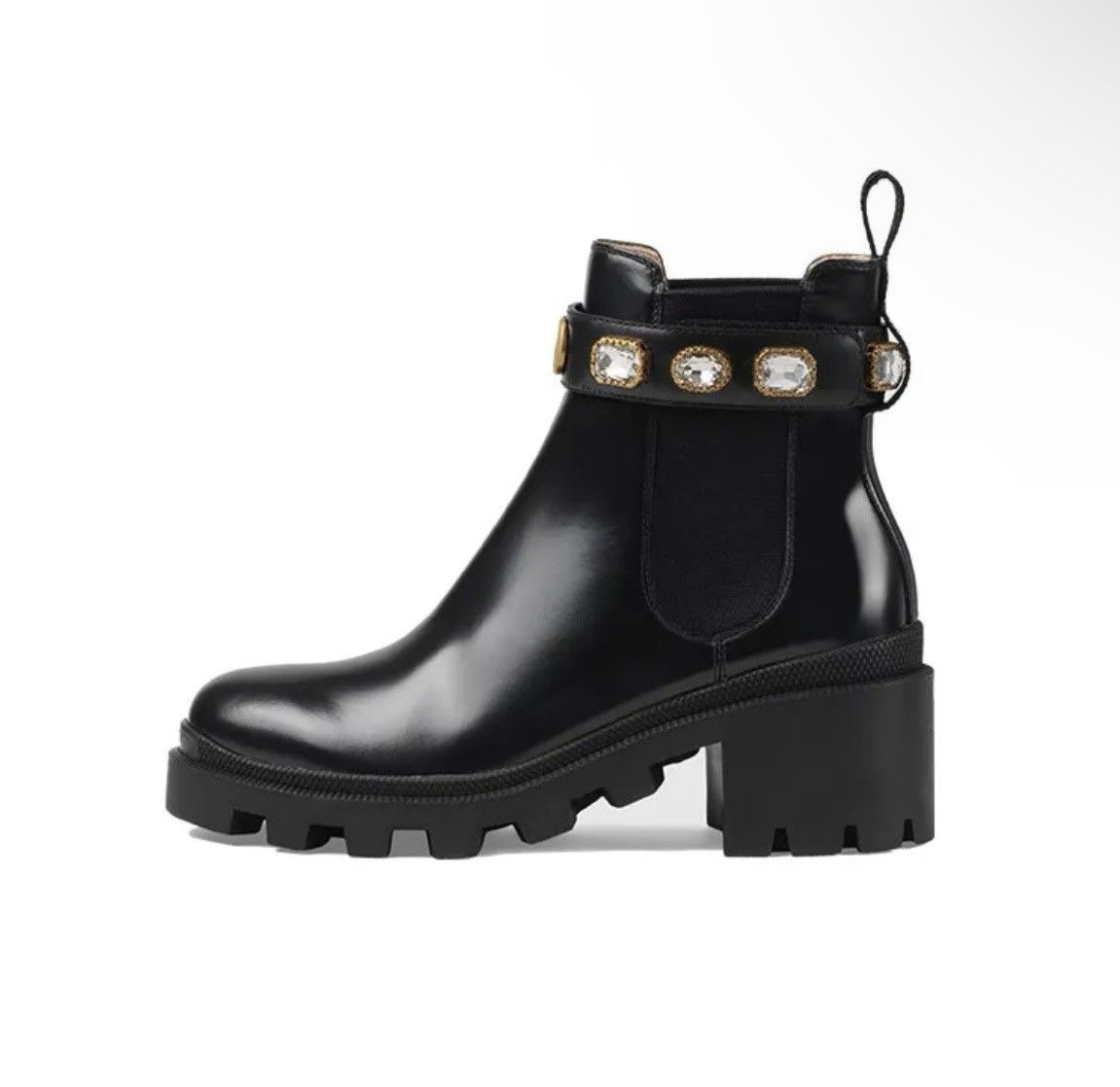 Gucci Gucci Crystal Belt 60mm Leather Ankle Boot Black Magnum Calf Size US 5.5 / IT 35.5 - 1 Thumbnail