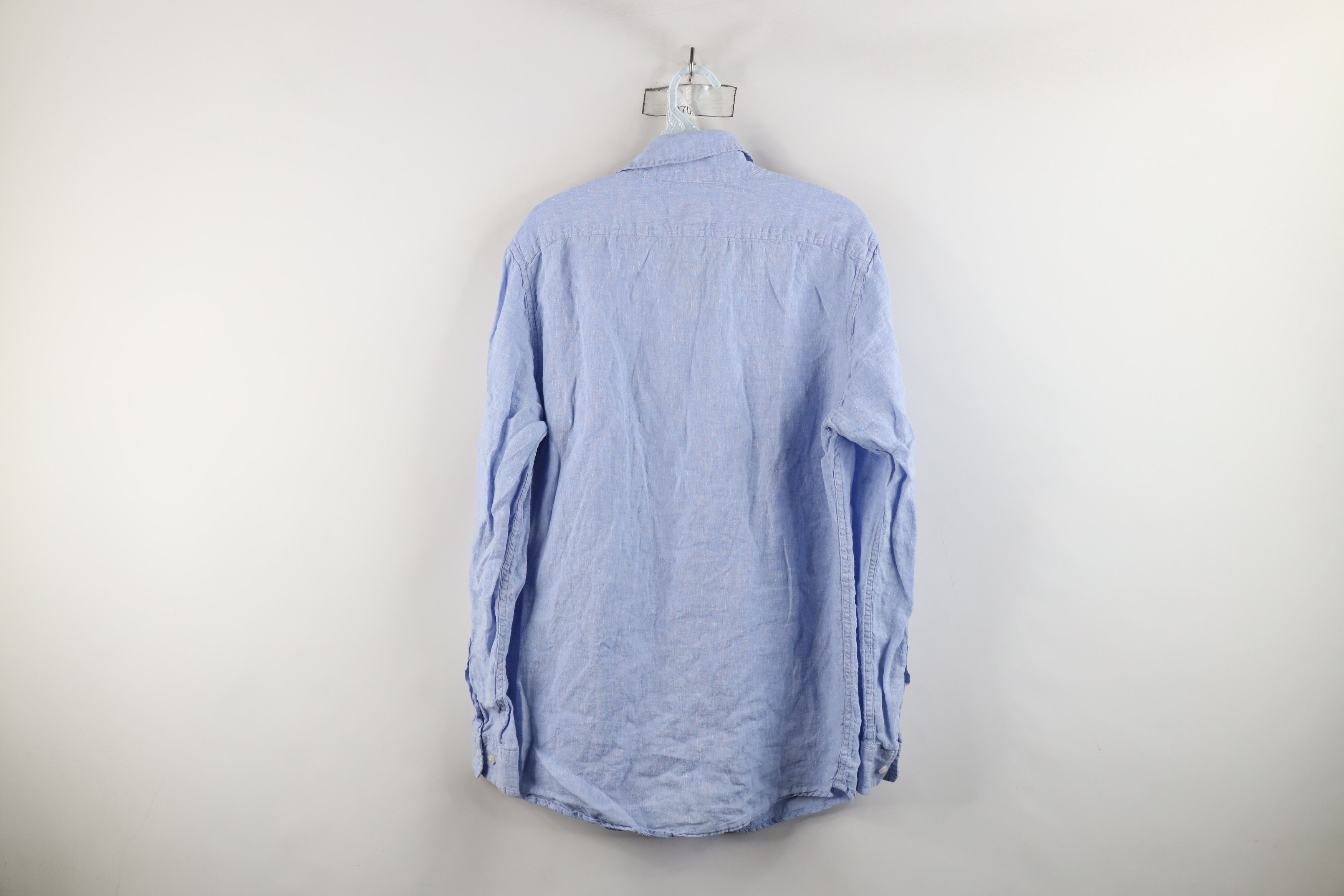 L.L. Bean × Vintage Vintage LL Bean Fitted Linen Collared Button Shirt Blue Size US M / EU 48-50 / 2 - 11 Thumbnail