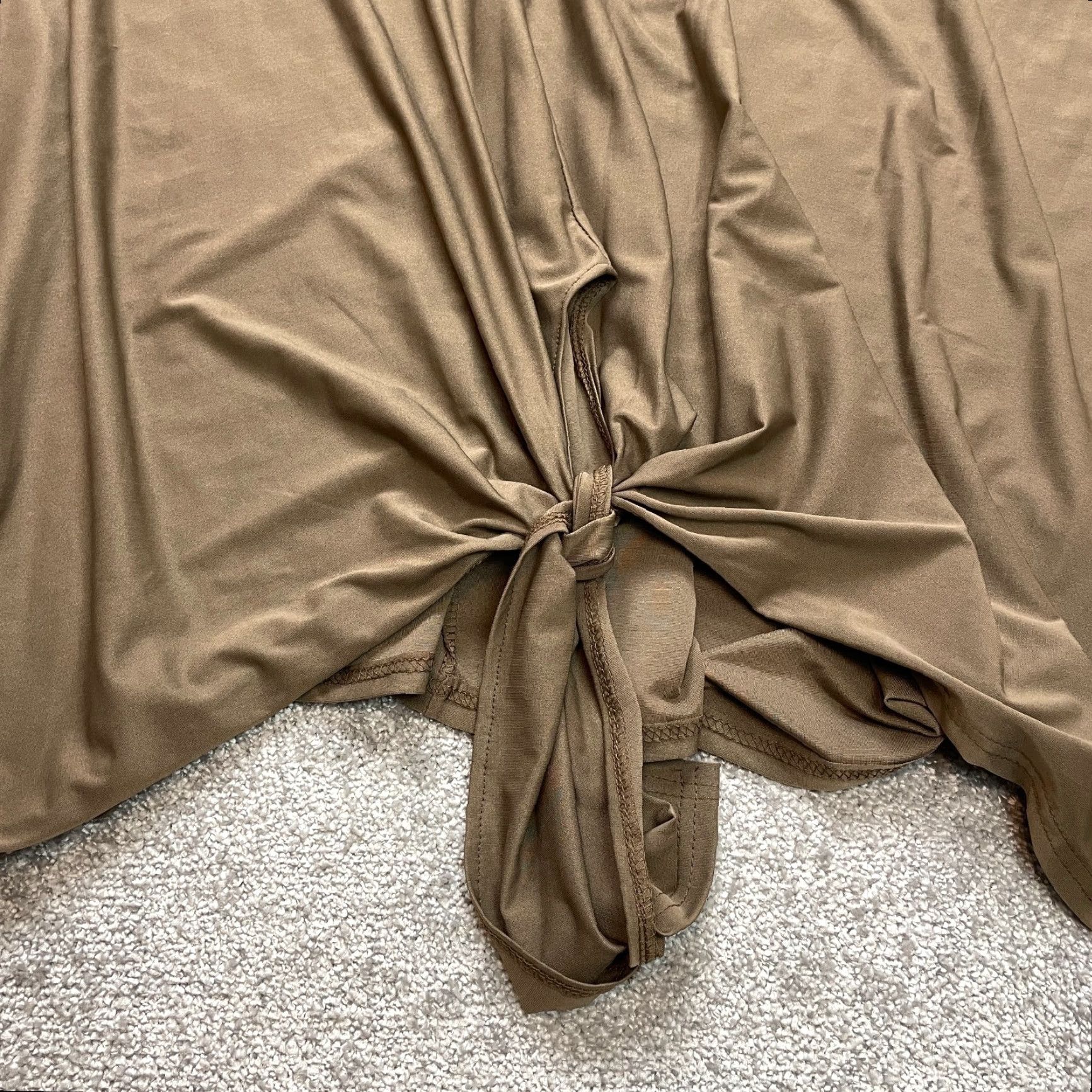 Vintage Lily by Firmina Blouse Shirt Womens 3XL Brown Stretch Polyester Knot Bottom New Size XXL / US 16-18 / IT 52-54 - 5 Thumbnail