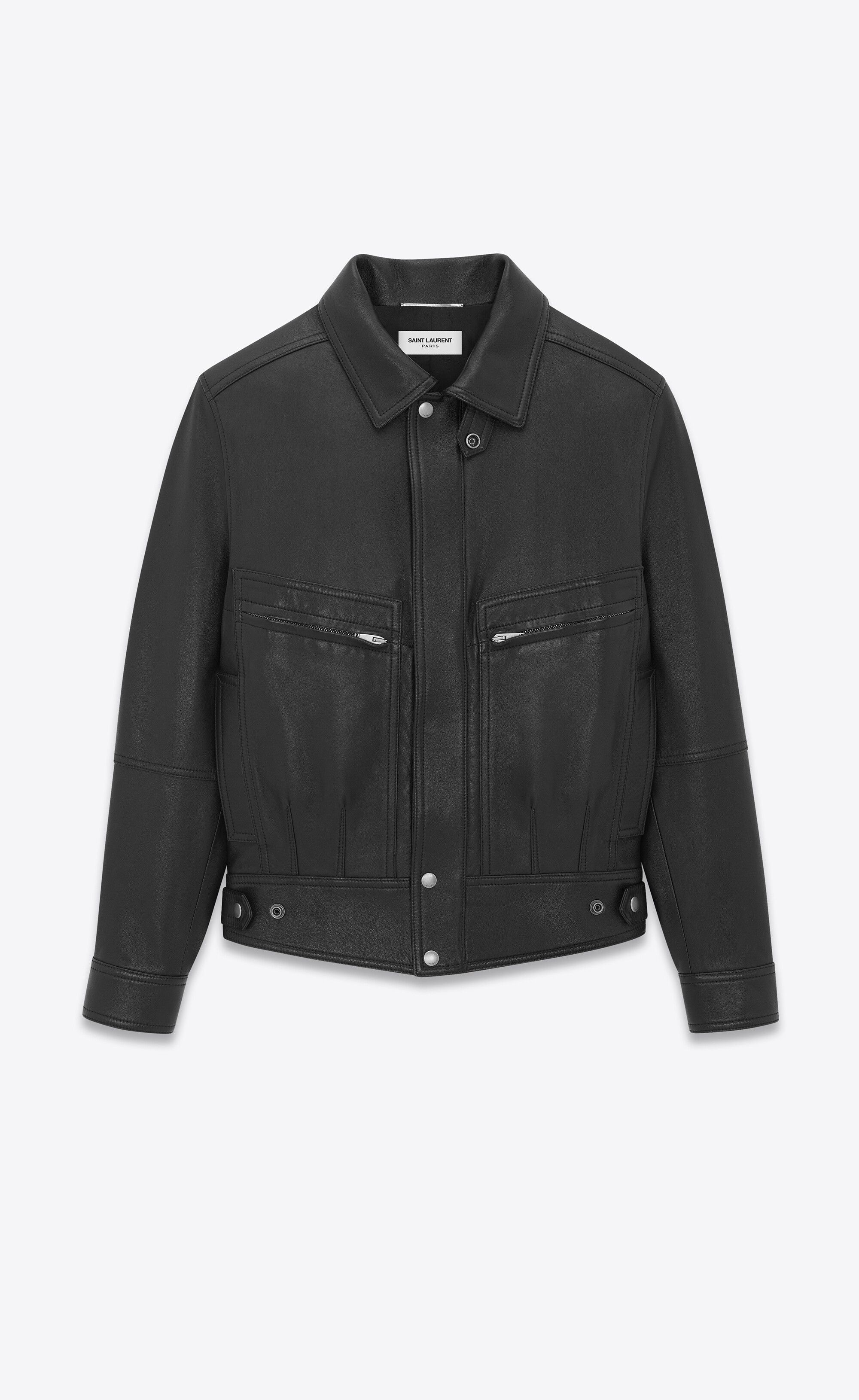 Saint Laurent Paris o1b1hav110625 Jacket In Drummed Lambskin in Black Size US S / EU 44-46 / 1 - 1 Thumbnail