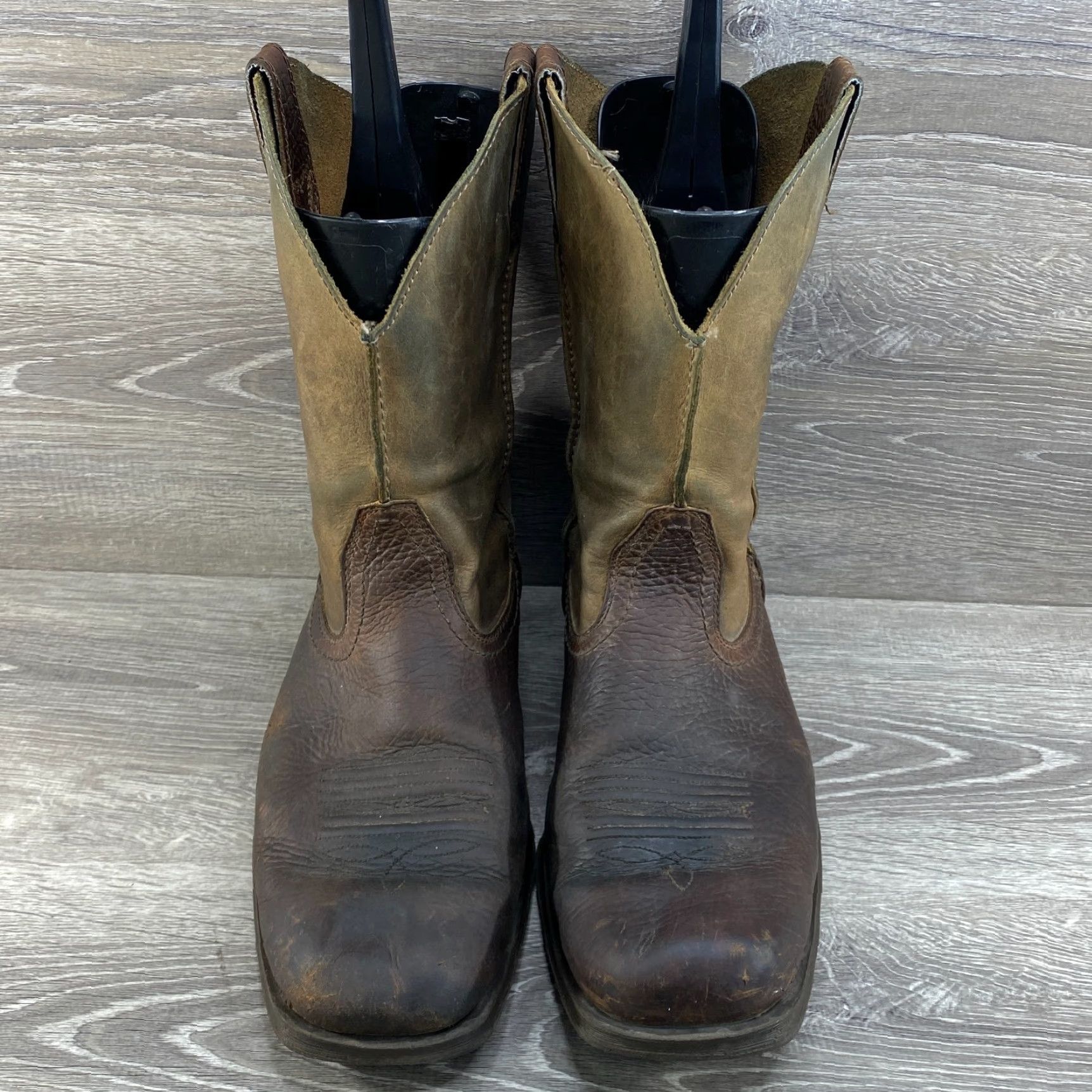 Ariat Ariat Mens 12 Earth Brown Bomber Leather Cowboy Boots Square Toe Western Rambler - Boots 12 Mens Brown Leather Western Cowboy Ariat Size US 12 / EU 45 - 3 Thumbnail