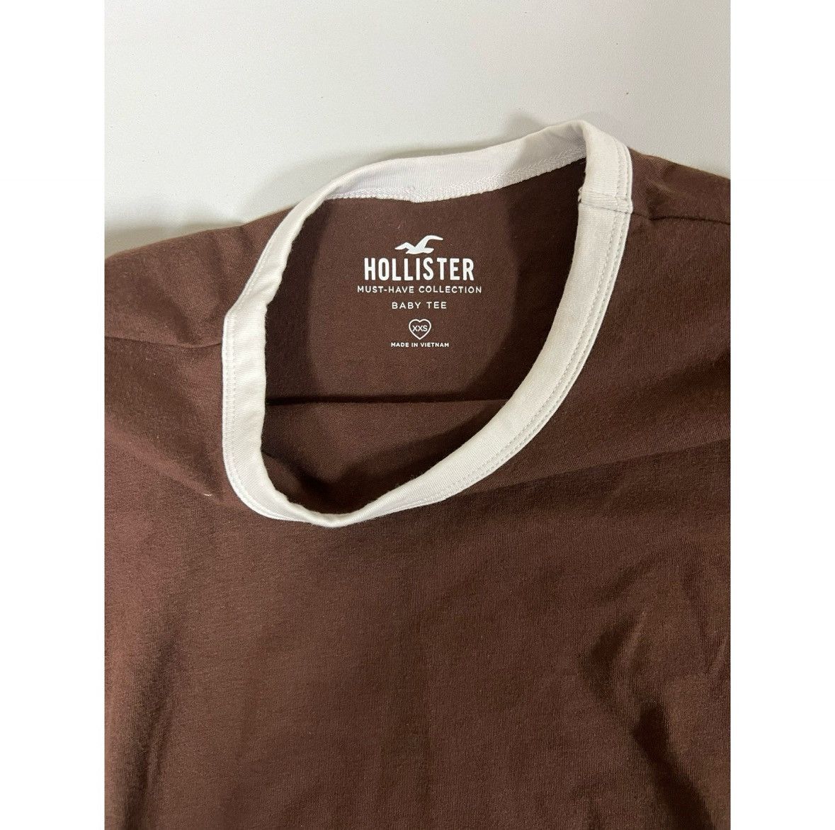 Hollister Hollister Brown White Ringer Tee Short Sleeve Shirt Top XXS🤎 Size XXS / US 00 / IT 34 - 3 Thumbnail