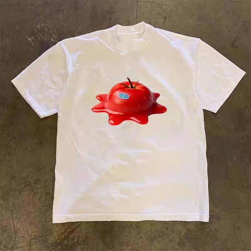Vintage White casual retro apple print cotton t-shirt Size US M / EU 48-50 / 2 - 1 Thumbnail
