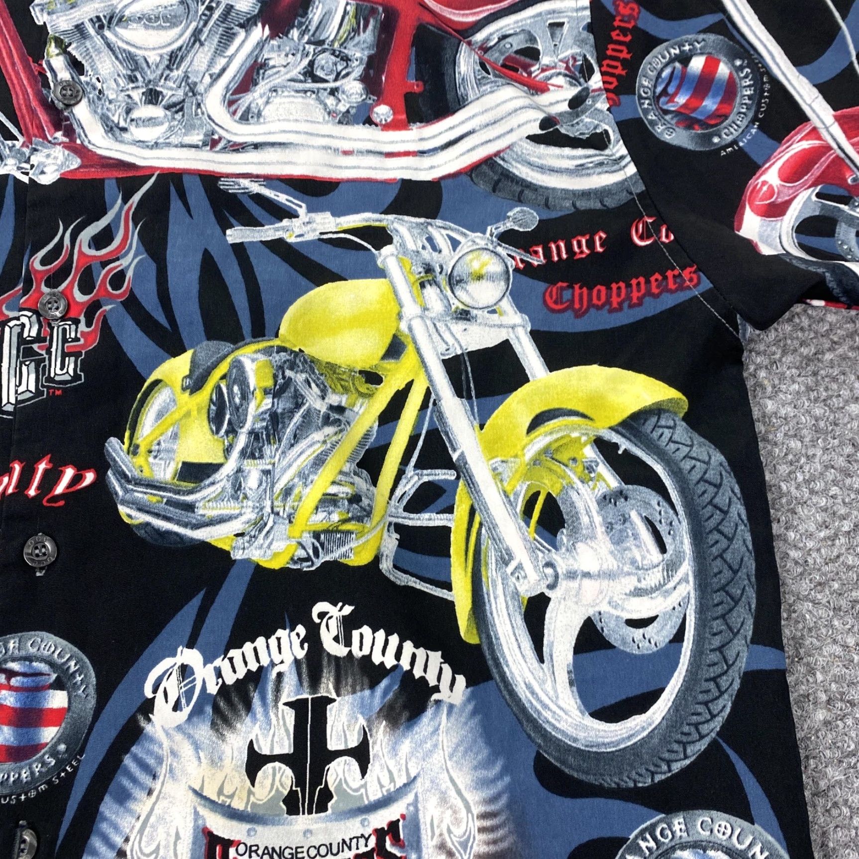 ALOHAS VINTAGE Orange County Choppers Shirt Mens Large Black Aloha Motorcycle 00s Size US L / EU 52-54 / 3 - 3 Thumbnail