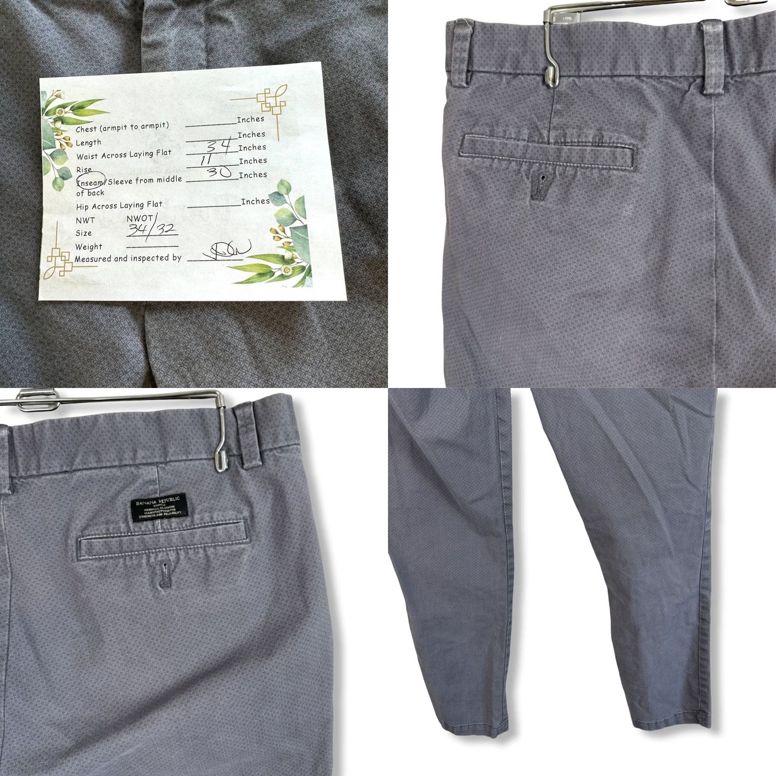 Banana Republic Banana Republic Mens Dress Pants Grey Black Dots Cotton Blend 34x32 Straight Flat Front Pockets Dress Pants Mens Regular Size Type Regular Size US 34 / EU 50 - 8 Thumbnail