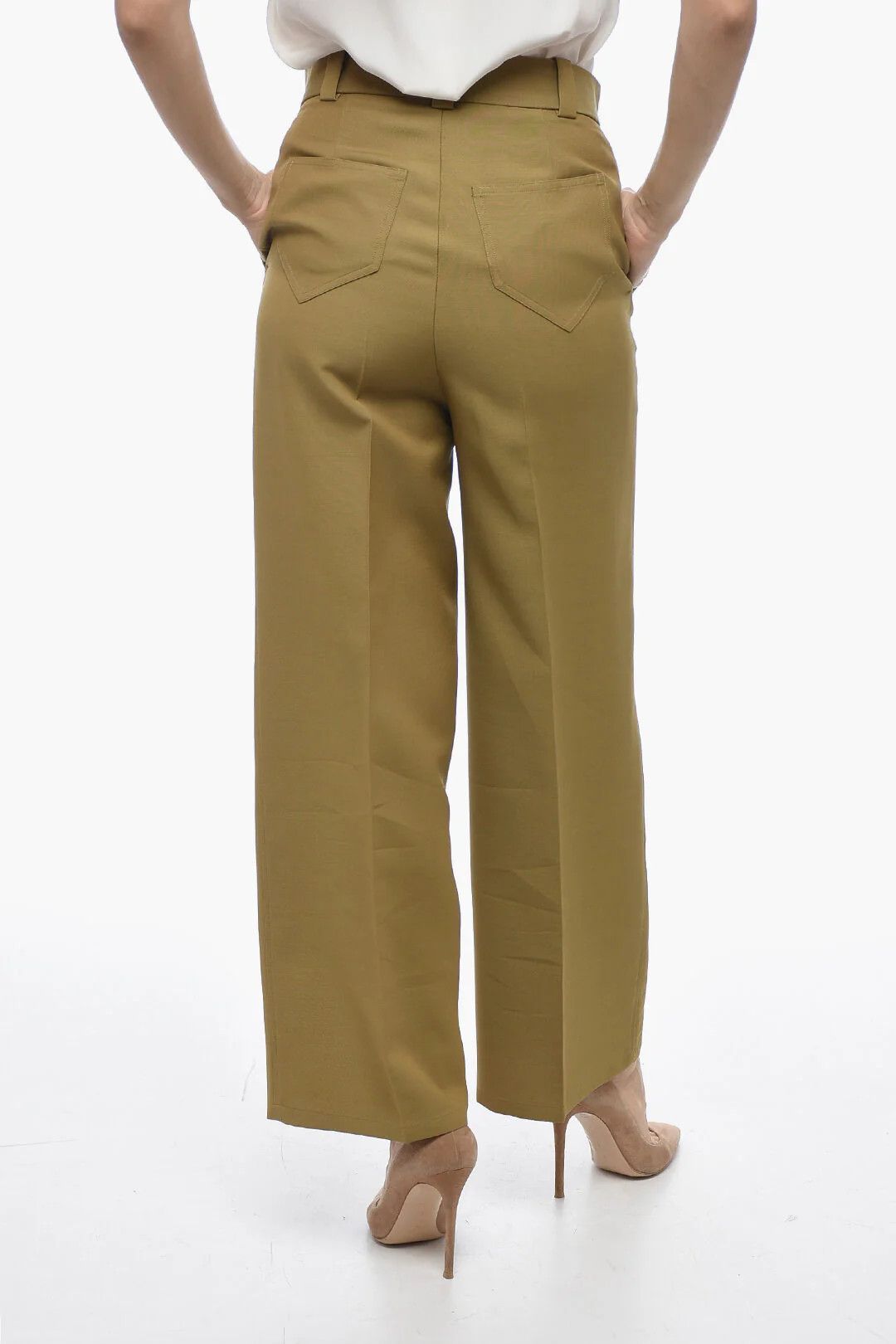 KHAITE og1mm0426 4-Pocket Cropped-Fit Wool-Blend Pant in Green Size 26" / US 2 / IT 38 - 2 Thumbnail