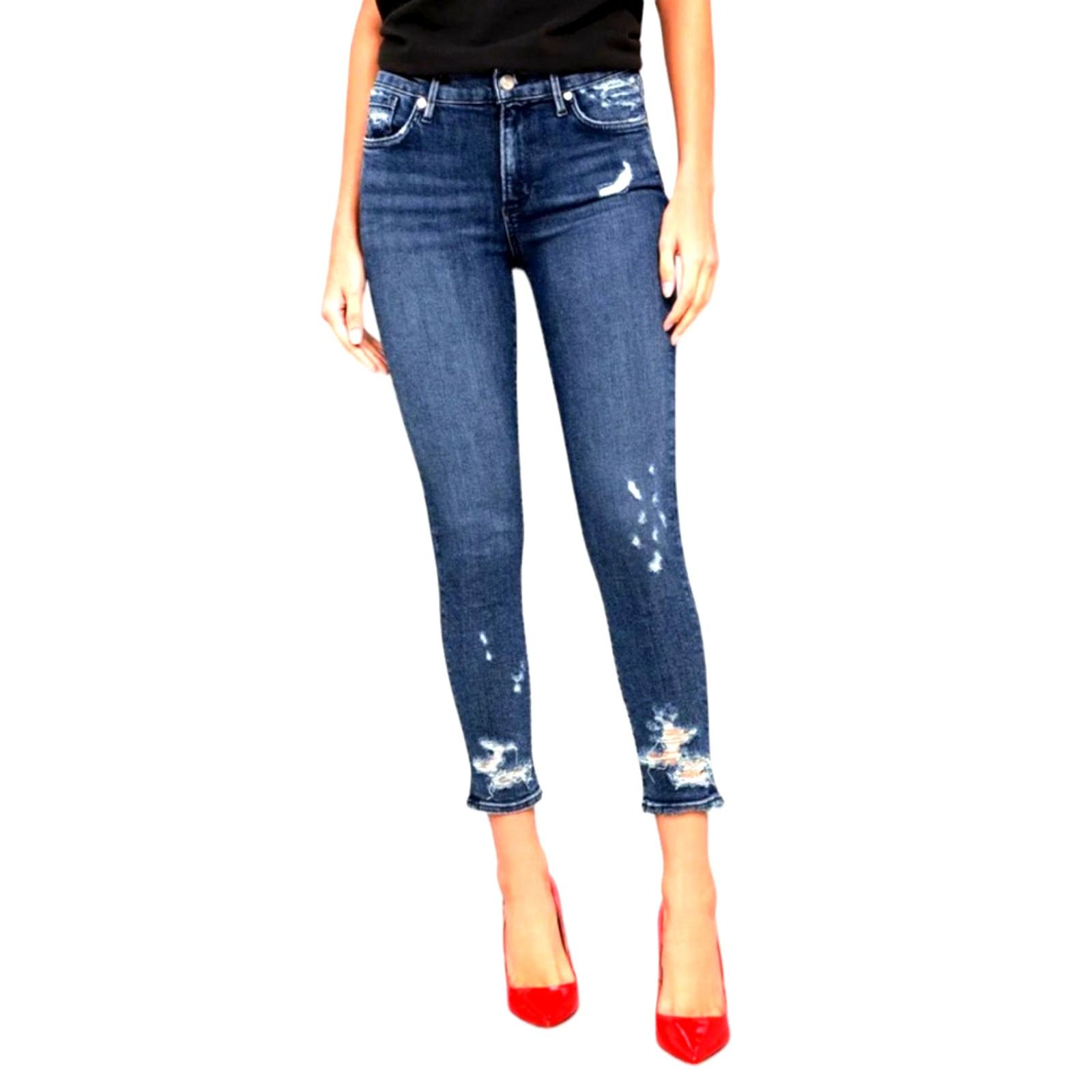 Agolde AGOLDE Sophie Crop Distressed Blue Jeans - Size 27 Size 27" / US 4 / IT 40 - 6 Thumbnail