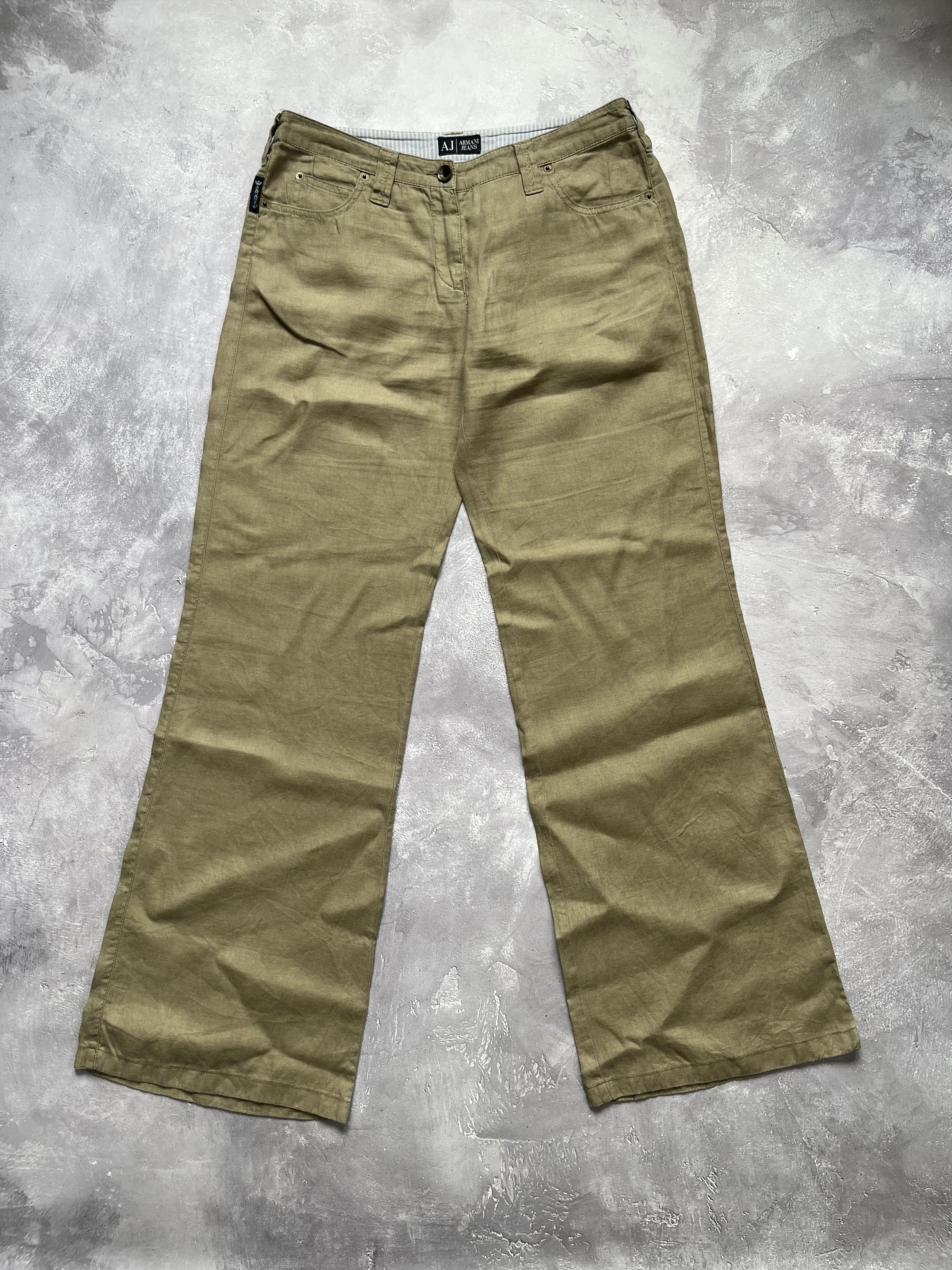 Giorgio Armani Armani Jeans Vintage Linen Lino Blend Wide Leg Pants Flare Size US 28 / EU 44 - 2 Thumbnail