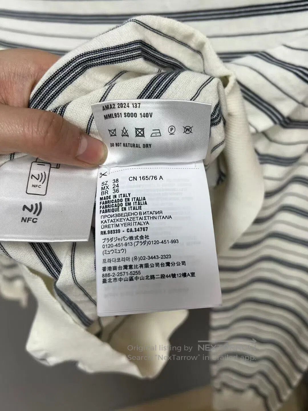 Miu Miu Miumiu White Stripe Polo. Size S / US 4 / IT 40 - 5 Thumbnail