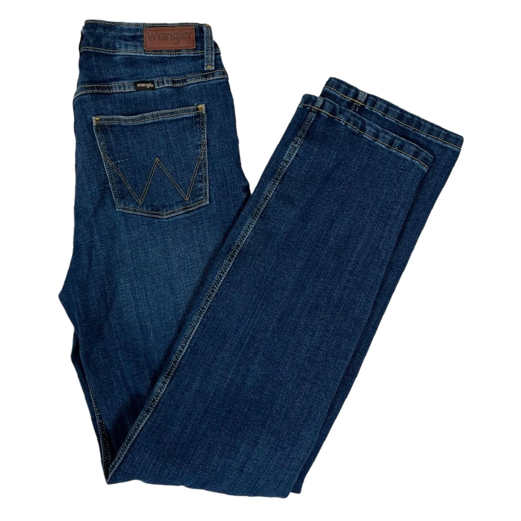 Wrangler Wrangler Jeans Womens 6x34 High Rise True Straight Denim Medium Wash Stretch 5-Pocket Blue Regular Waist 26 in Inseam 34 in Size 28" / US 6 / IT 42 - 2 Thumbnail