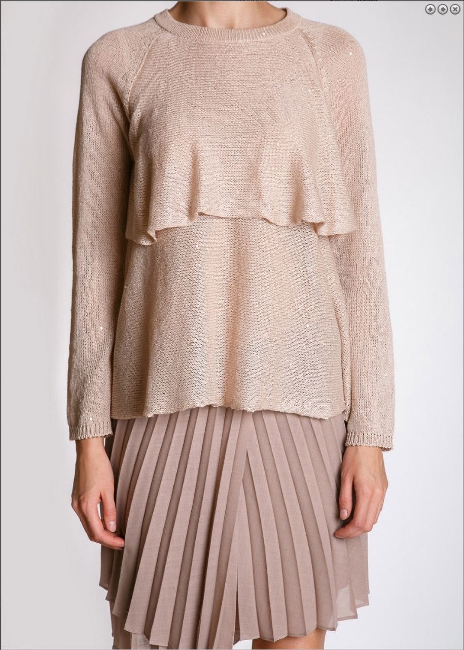 Brunello Cucinelli Brunello Cucinelli Beige Sequinned Knit Layered Sweater Sz S Size S / US 4 / IT 40 - 2 Thumbnail