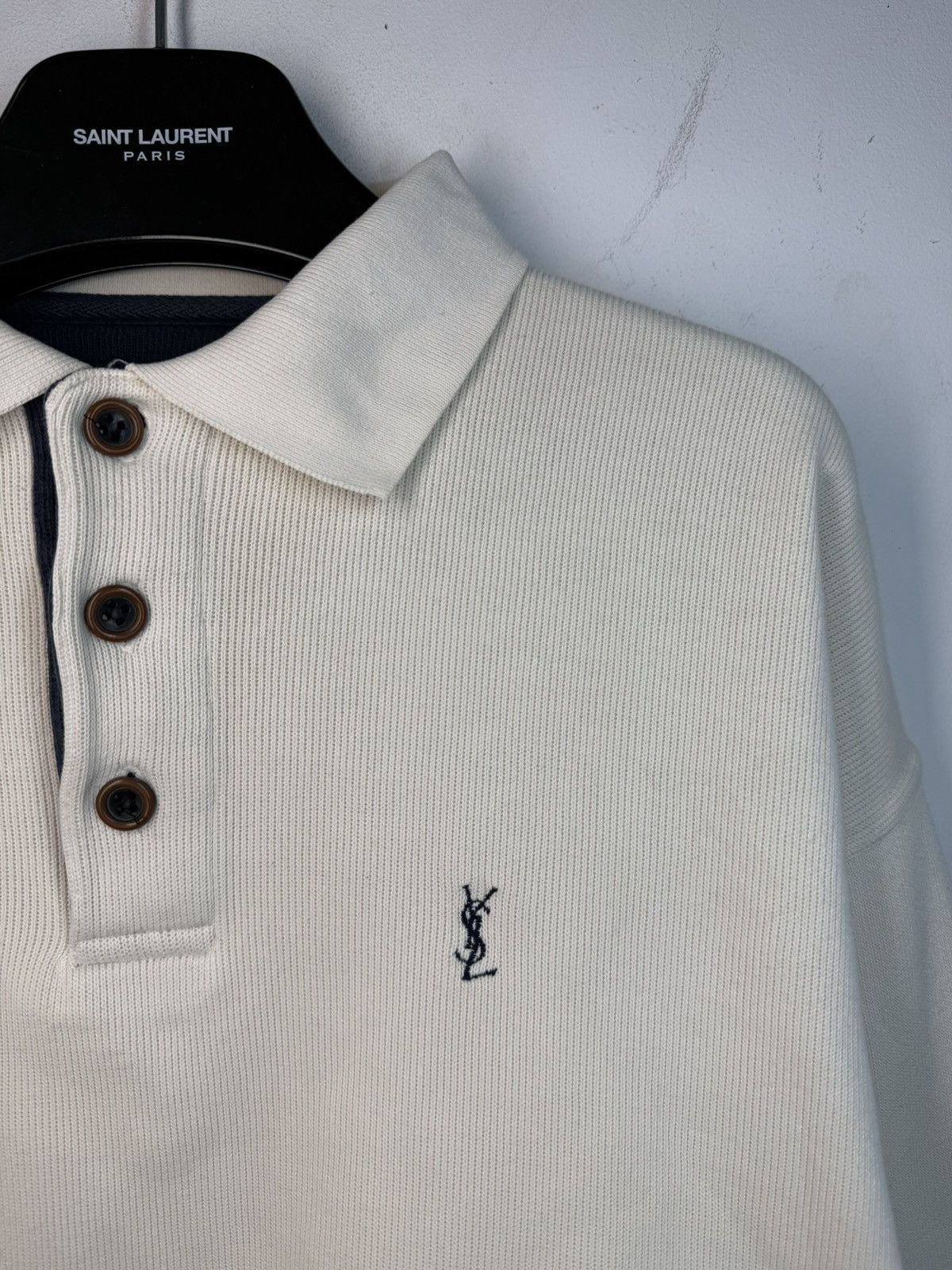 Yves Saint Laurent 90s YSL Sweatshirt White/Sweater Vintage Quarter Zip Up Size US XL / EU 56 / 4 - 3 Thumbnail