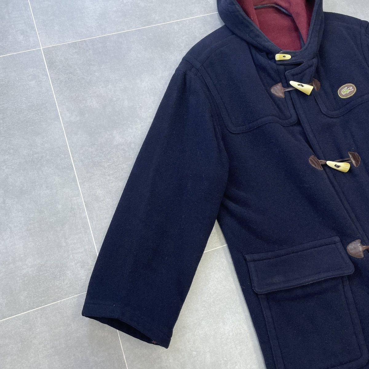 Lacoste × Vintage Vintage Lacoste Wool Hooded Coat Size L Size US L / EU 52-54 / 3 - 3 Thumbnail