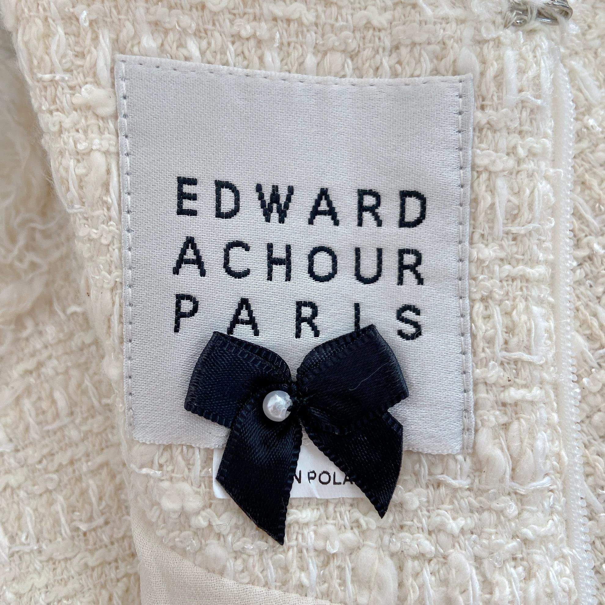 Other Edward Achour Paris White Tweed Dress 36 Size XS / US 0-2 / IT 36-38 - 7 Thumbnail