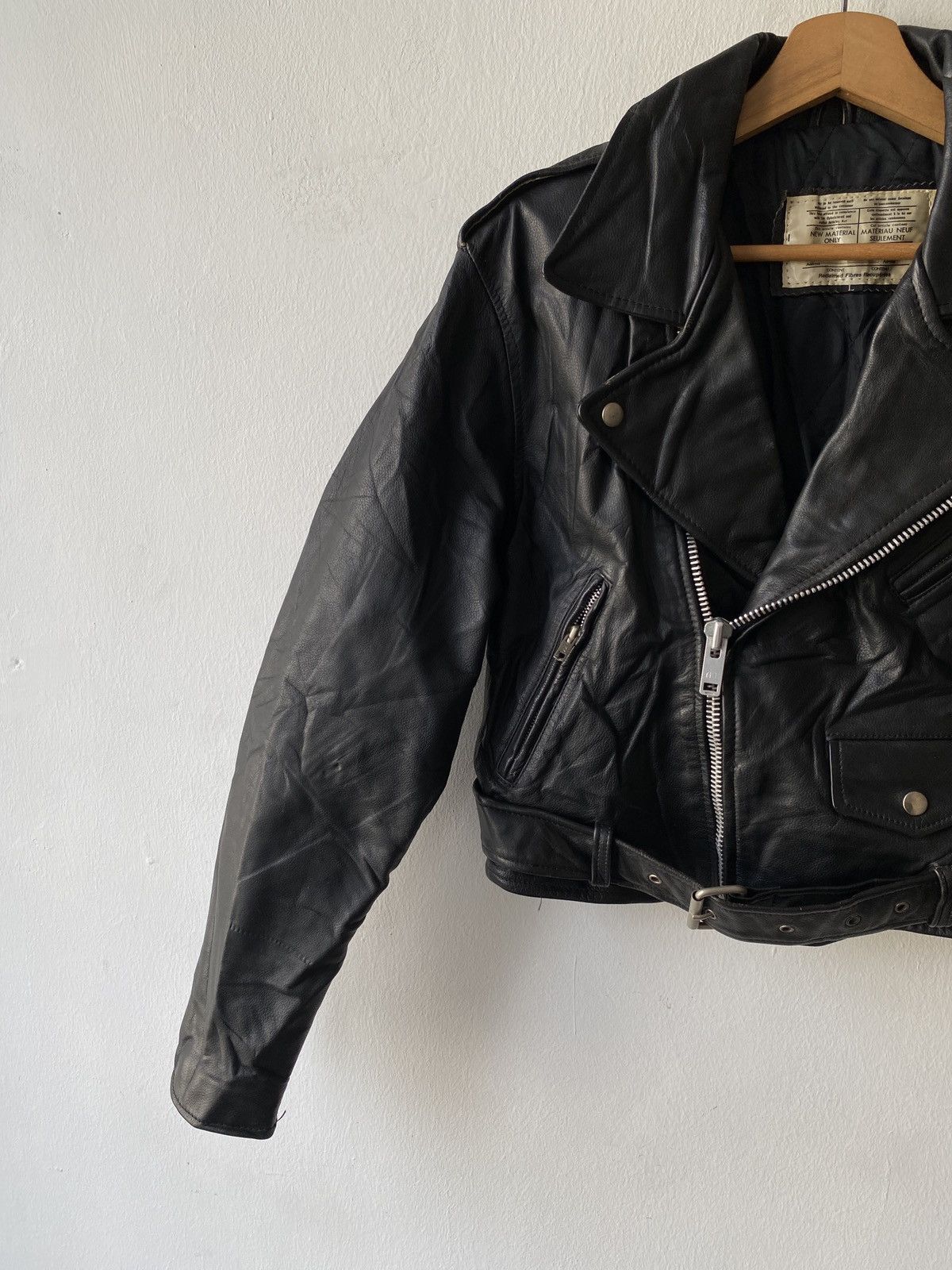 Genuine Leather Vintage 90s Double Collar Genuine Leather Biker Jacket Size US M / EU 48-50 / 2 - 6 Thumbnail