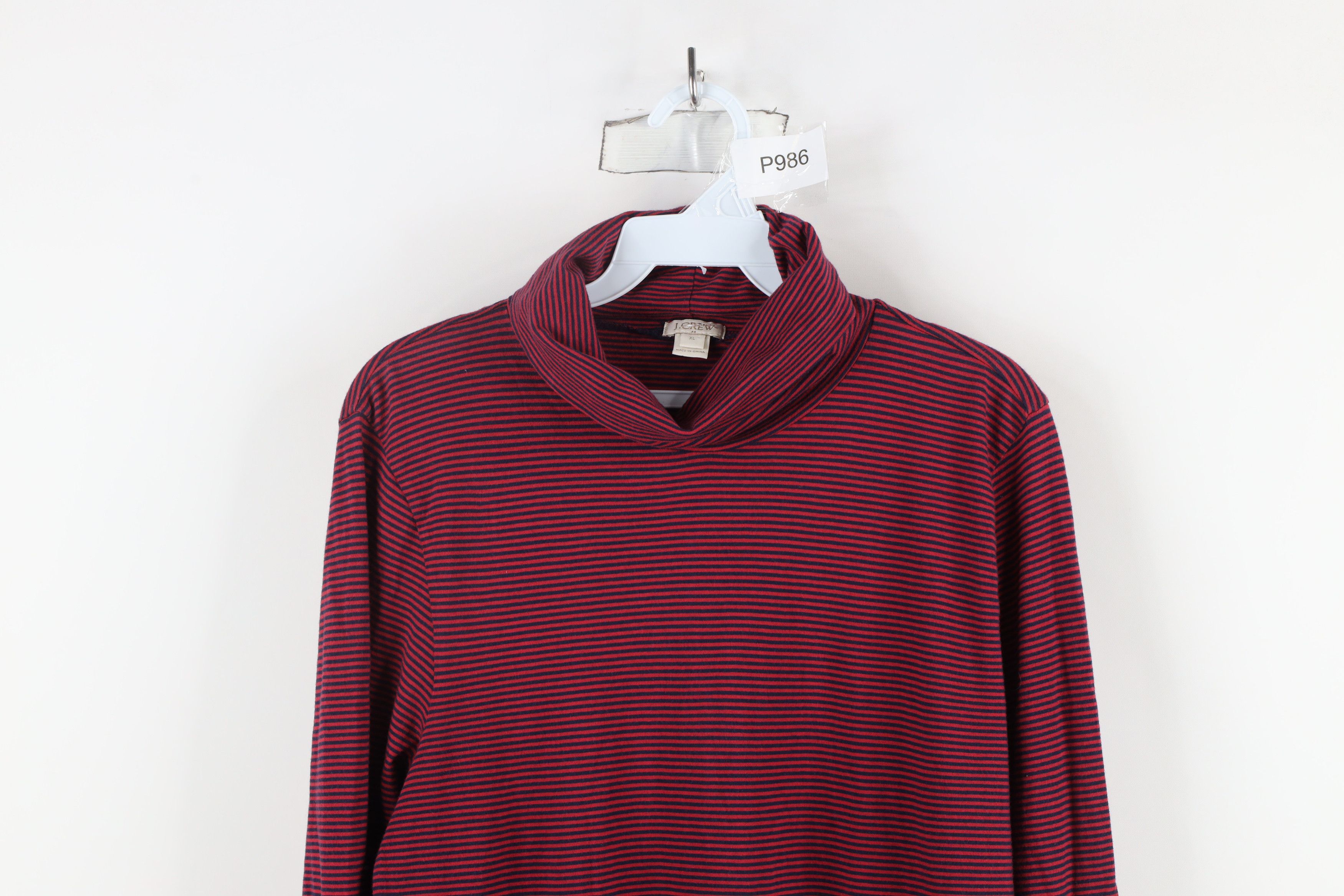 J.Crew × Vintage J Crew Lightweight Striped Long Sleeve Turtleneck T-Shirt Size XL / US 12-14 / IT 48-50 - 2 Thumbnail