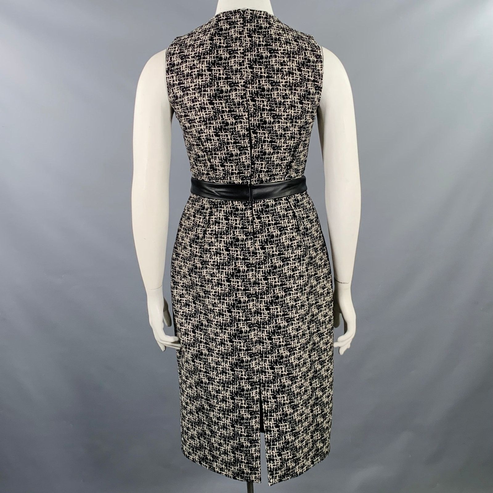 Michael Kors Size 10 Black White Wool Tweed Shift Dress Jacket Set Size L / US 10 / IT 46 - 7 Thumbnail