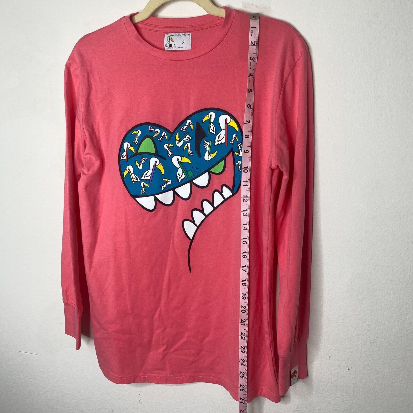 Other RARE Ibis Heart On Sleeve Pink Coral Tee Long Sleeve SM Size S / US 4 / IT 40 - 10 Thumbnail