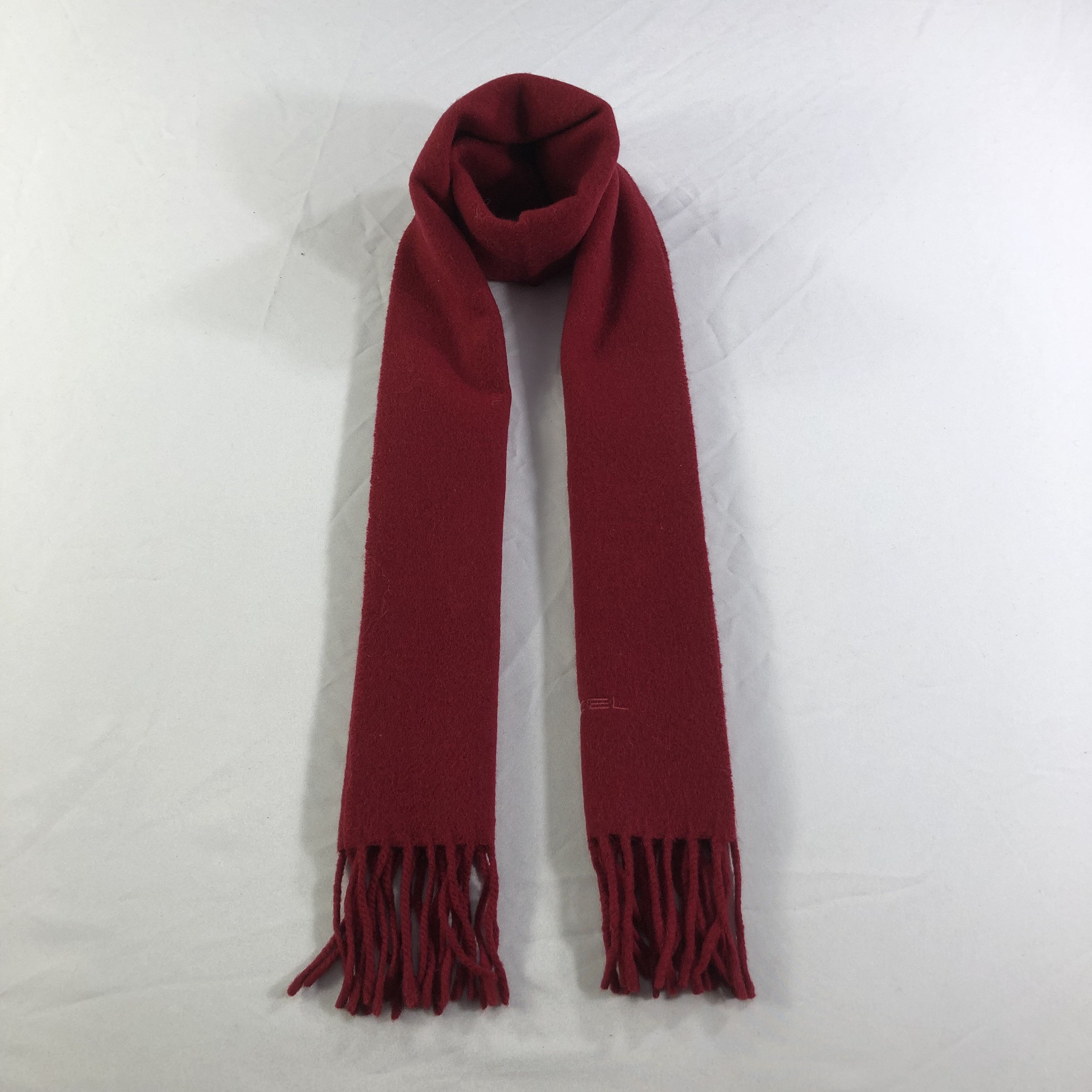 Lancel Lancel Plain Burgundy Wool Scarf Muffler V1567 Size ONE SIZE - 1 Thumbnail