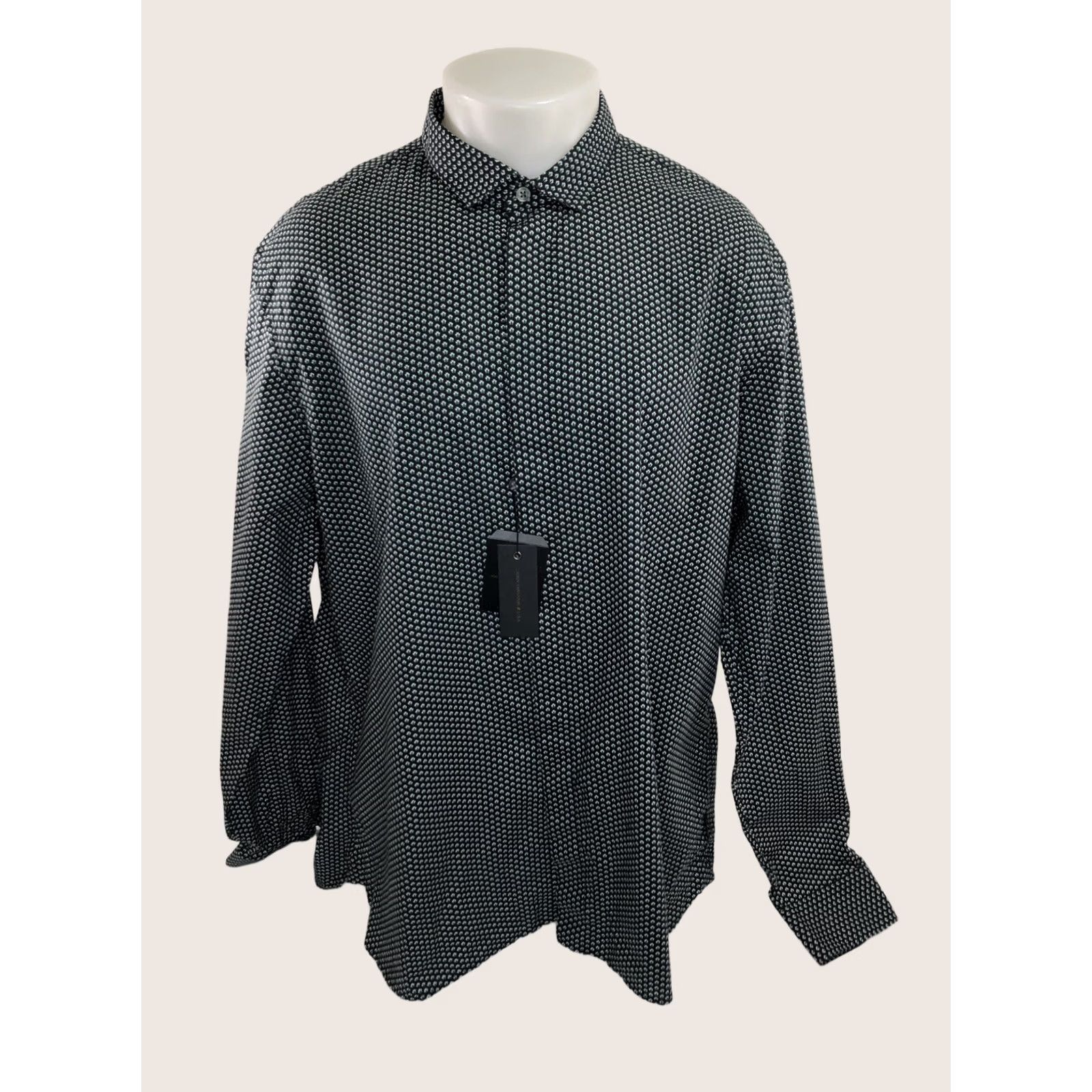 John Varvatos JOHN VARVATOS Shirt Geometric 2XL Black / Green / White Long Sleeve Button-Up Mens Size US XXL / EU 58 / 5 - 1 Thumbnail