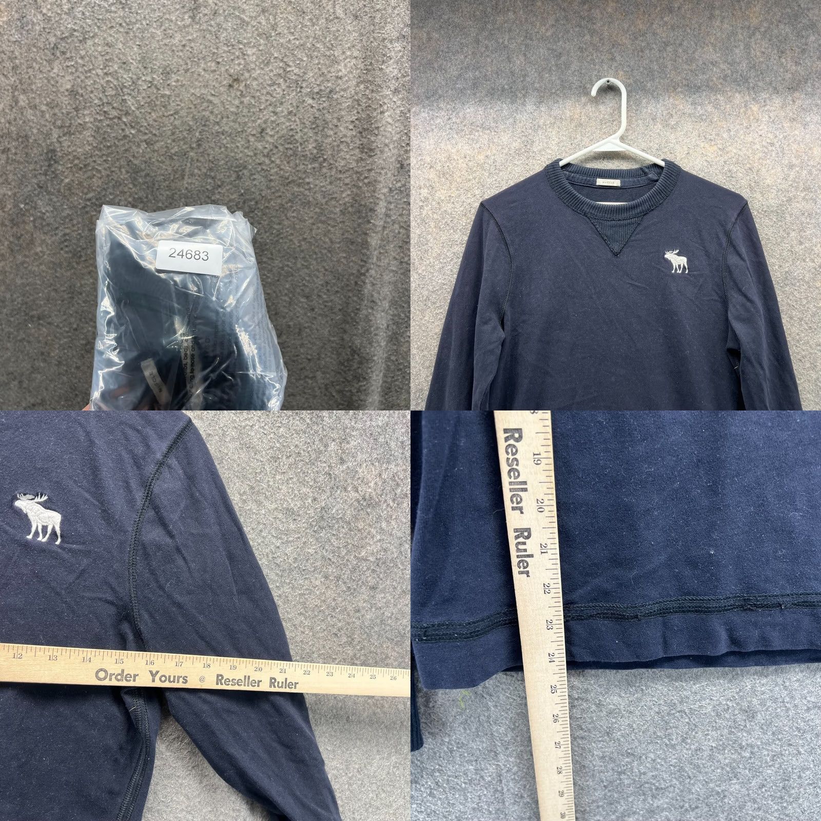 Abercrombie & Fitch VINTAGE Abercrombie & Fitch Sweater Women Small Blue Pullover Crewneck Embroidered Logo, Solid Fleece, All Seasons, Wool Size S / US 4 / IT 40 - 8 Thumbnail