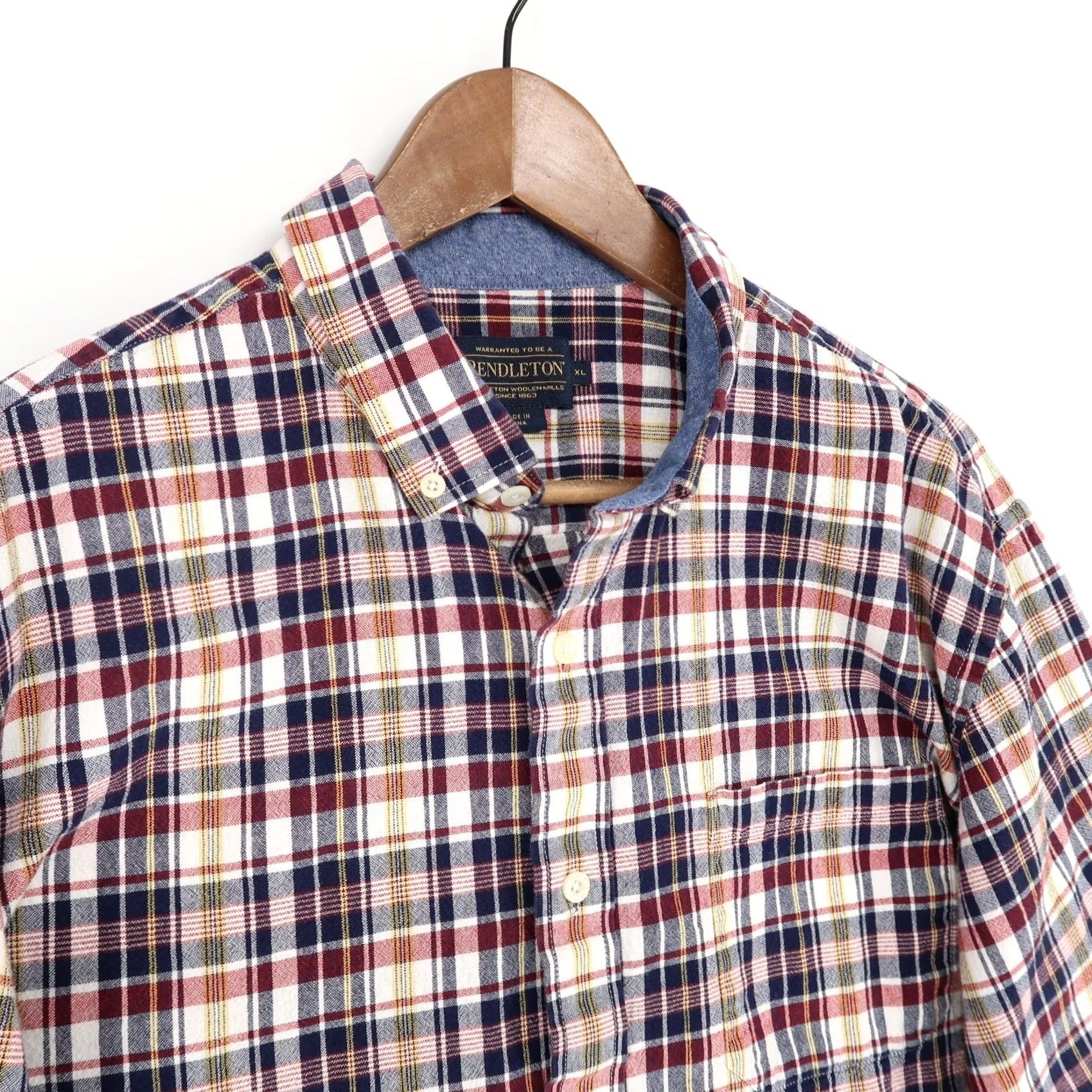 Pendleton Pendleton Shirt Mens XL Red Blue Plaid Button-Down Long Sleeve Chest Pocket Size US XL / EU 56 / 4 - 3 Thumbnail