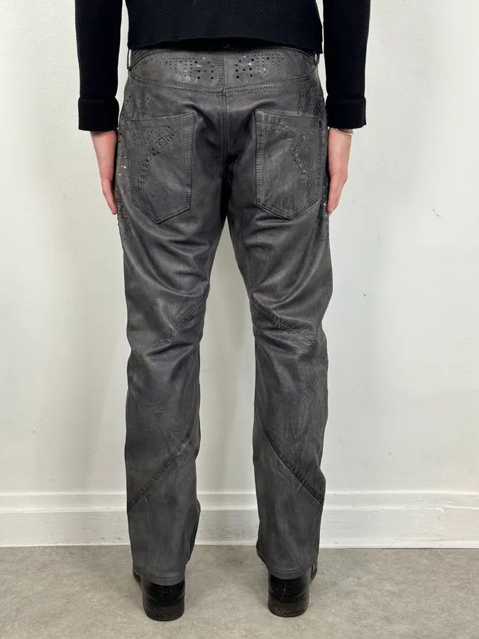 Diesel Diesel Grey Eroded Leather Studded Pants Size US 32 / EU 48 - 3 Thumbnail