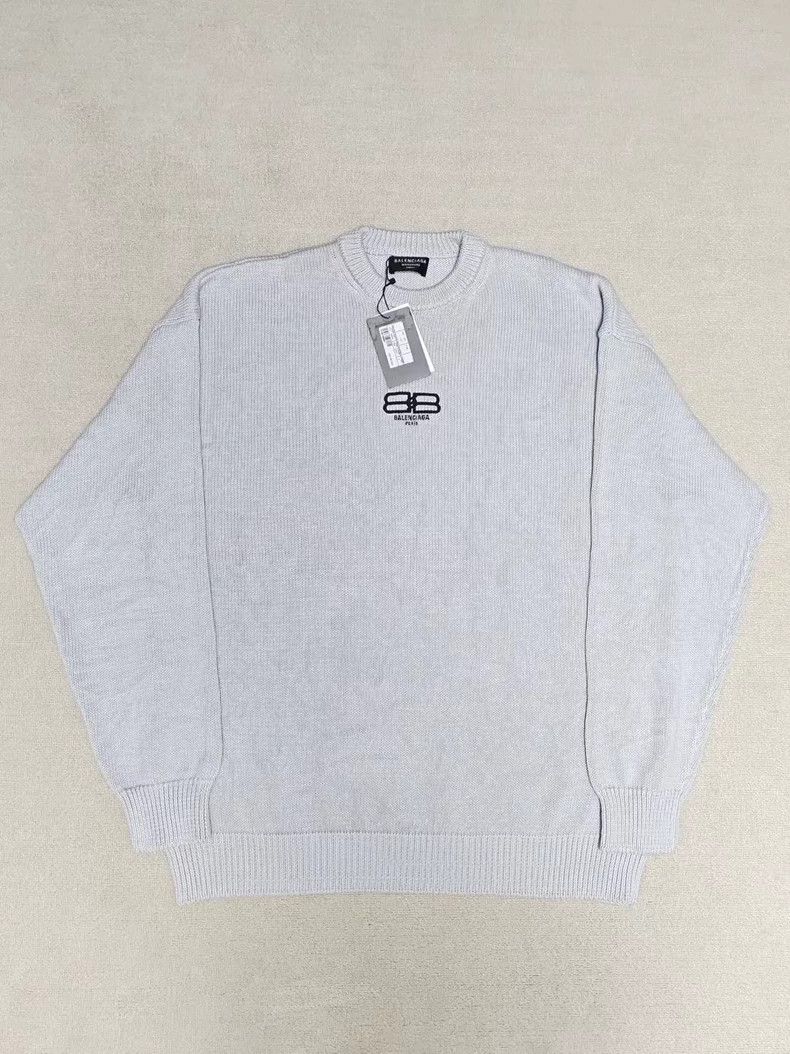 Balenciaga Balenciaga Embroidered Logo Knit Long Sleeve Sweater - dmc Size US S / EU 44-46 / 1 - 1 Thumbnail