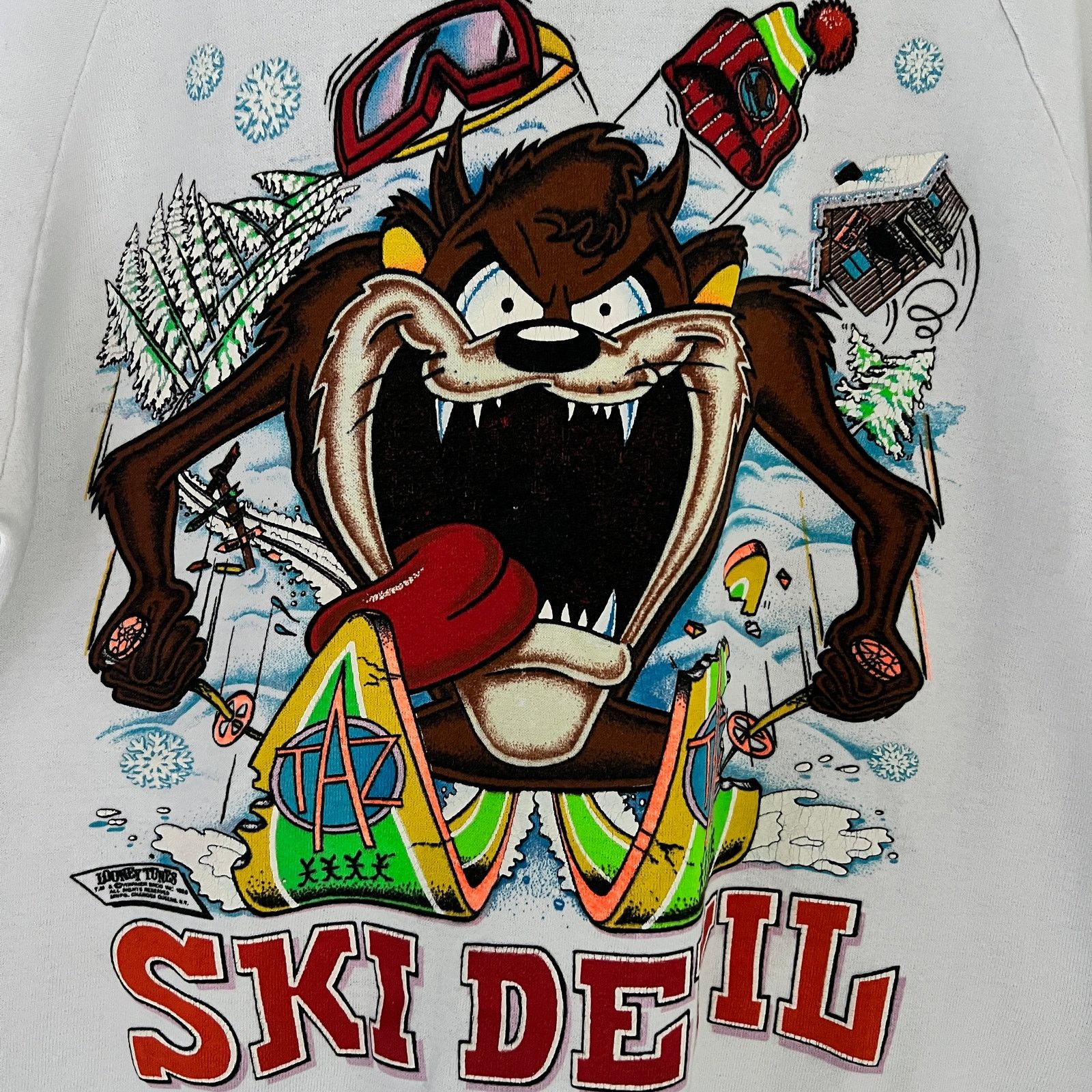 Disney VTG Taz Ski Devil White Crewneck Sweatshirt M 20.5x26 Size US M / EU 48-50 / 2 - 3 Thumbnail