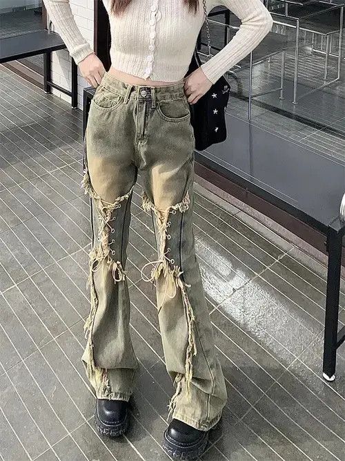 Jean Vintage Bell Bottom Goth Jeans Size 29" - 4 Thumbnail
