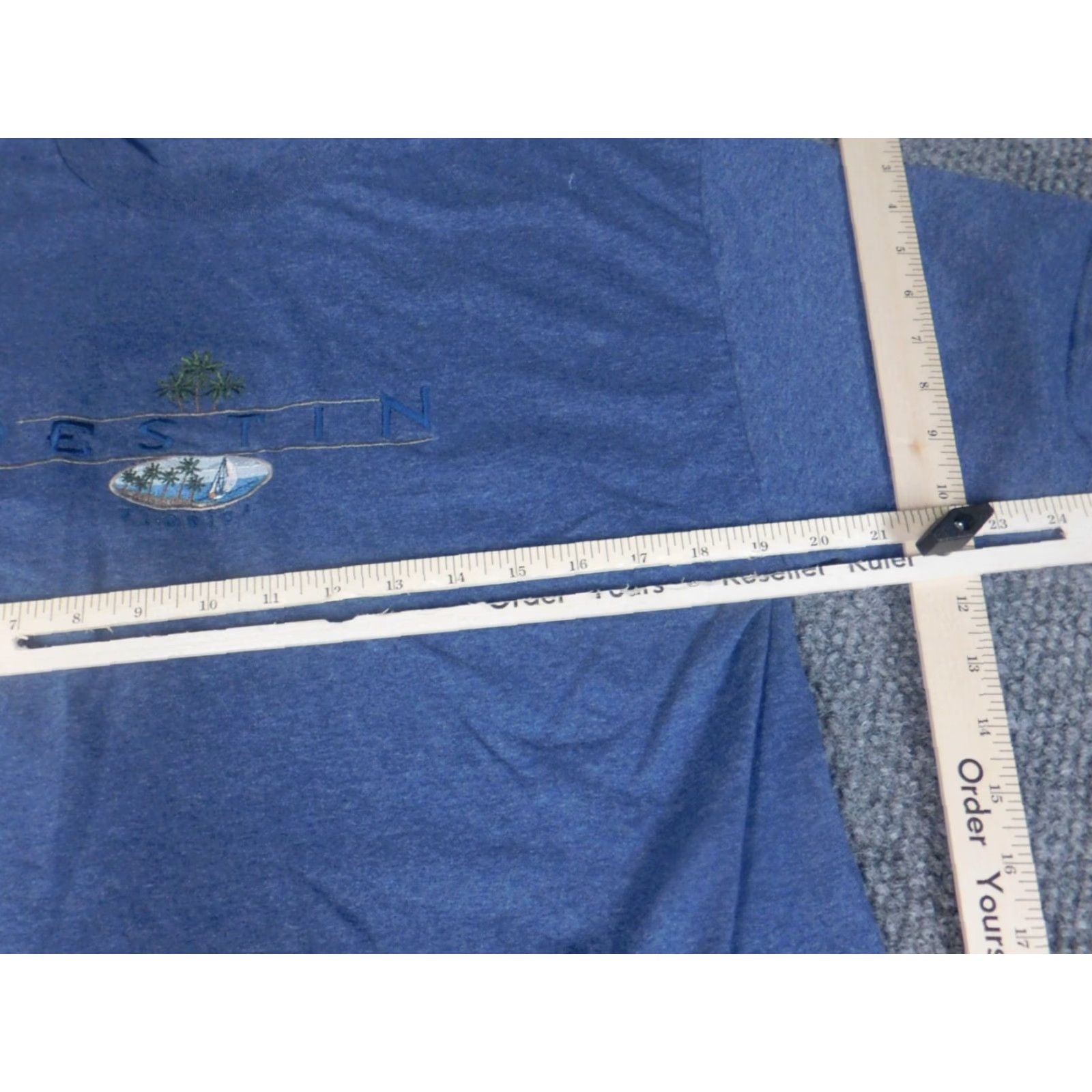 destin Destin Florida Alstyle Mens T-Shirt Blue Crew Neck Short Sleeve Logo Palm Trees L Blue 90s Florida Theme Boys Size US L / EU 52-54 / 3 - 4 Thumbnail