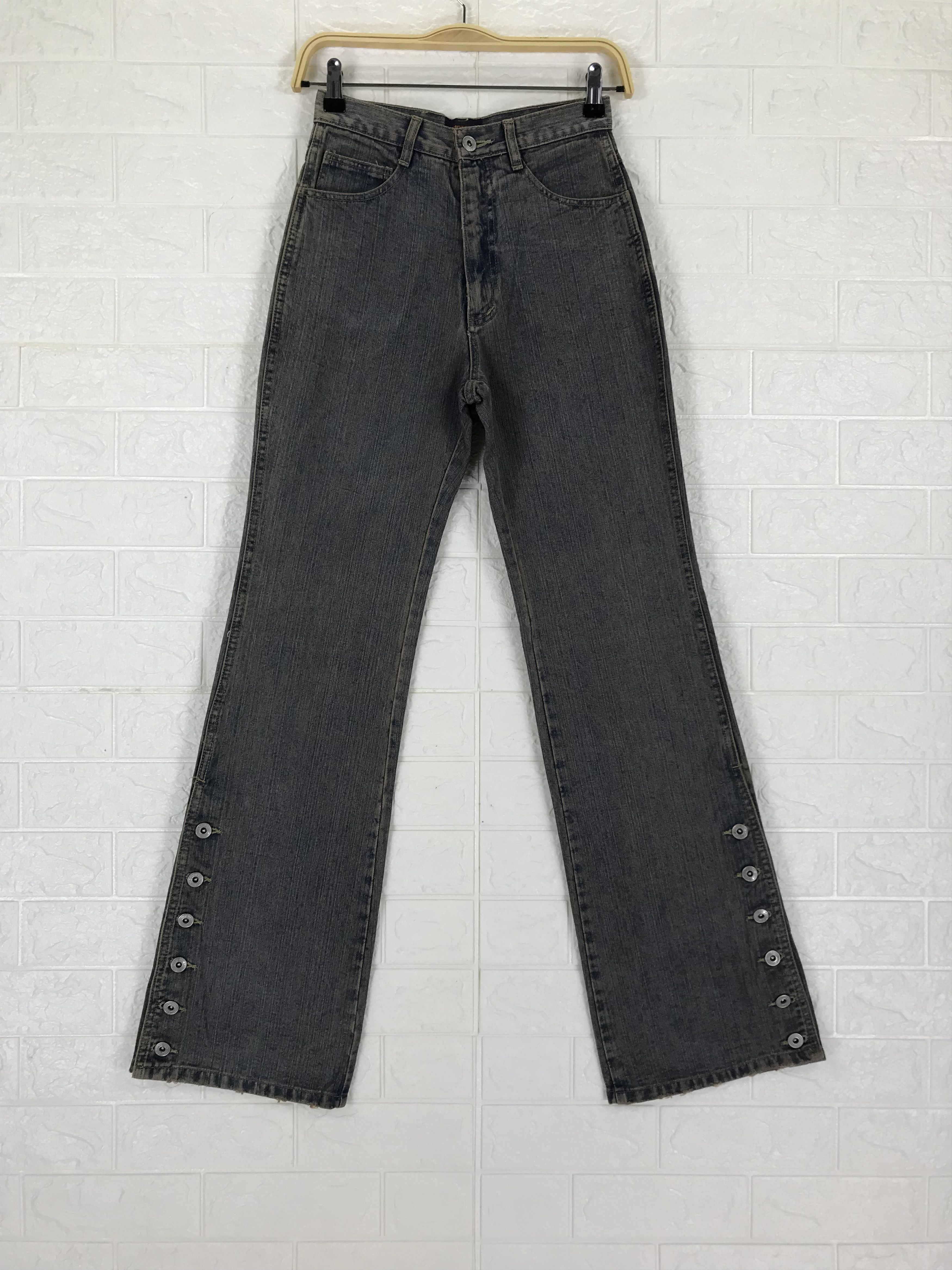 Indigo Vintage Indigo Mud Wash Button Leg Flare Jeans Size 25" / US 0 / IT 36 - 1 Thumbnail