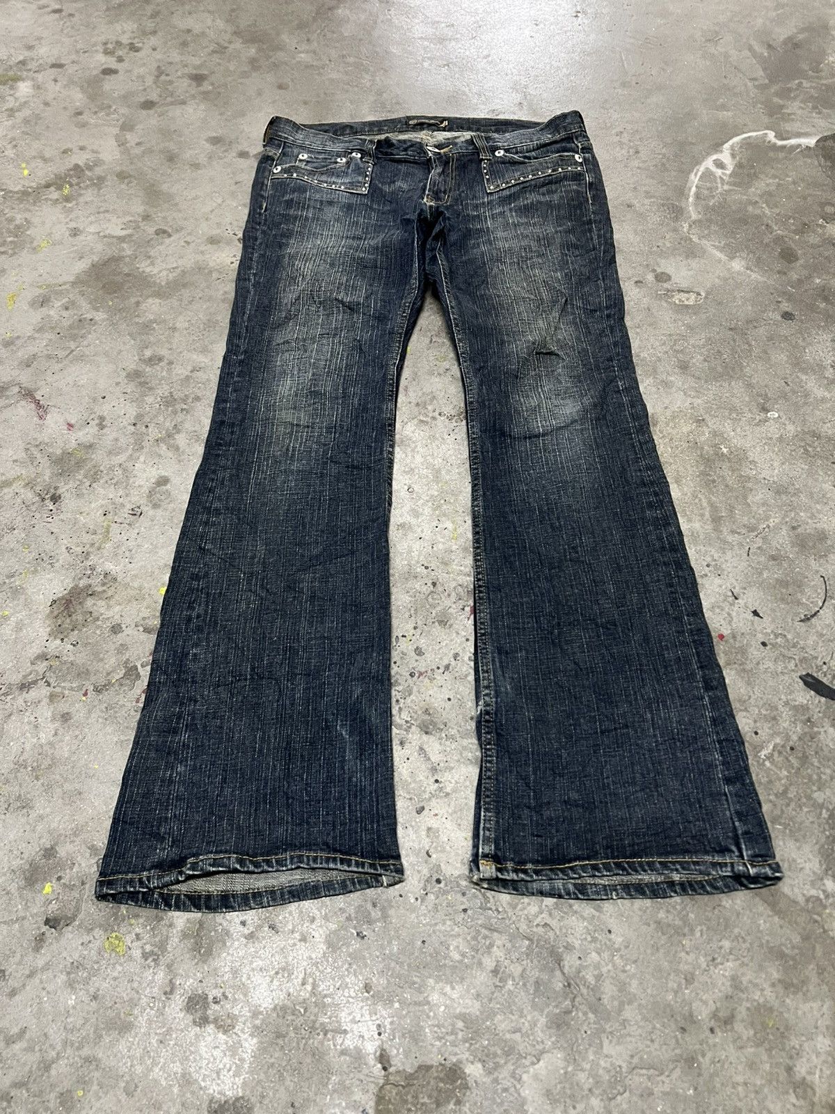 Designer × Japanese Brand FLARED🔥ORIRIN JEANS STUDED DENIM PANT Size US 32 / EU 48 - 4 Thumbnail