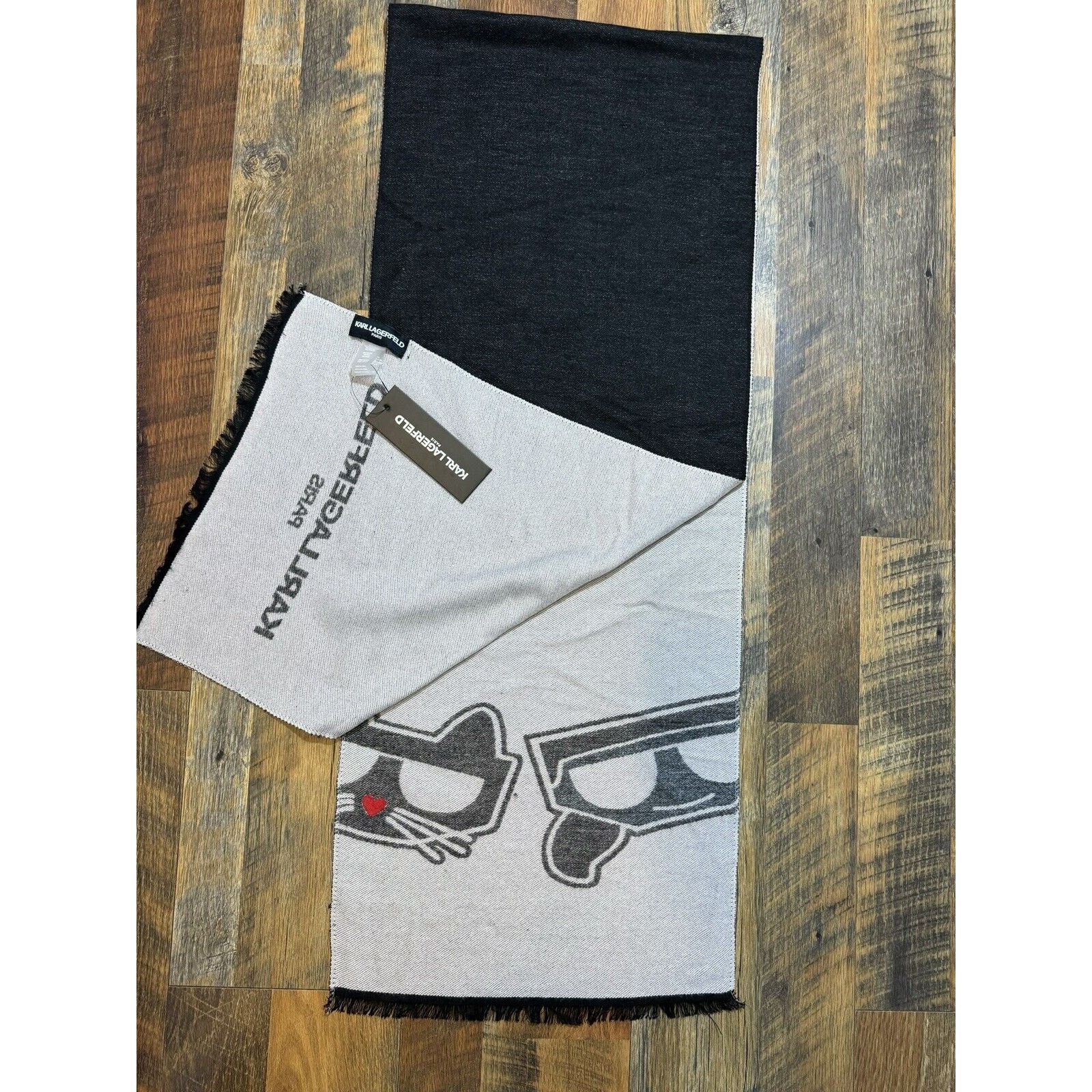 Karl Lagerfeld Karl Lagerfeld Black Scarf Shawl Choupette One Size 70*13 Size ONE SIZE - 9 Thumbnail