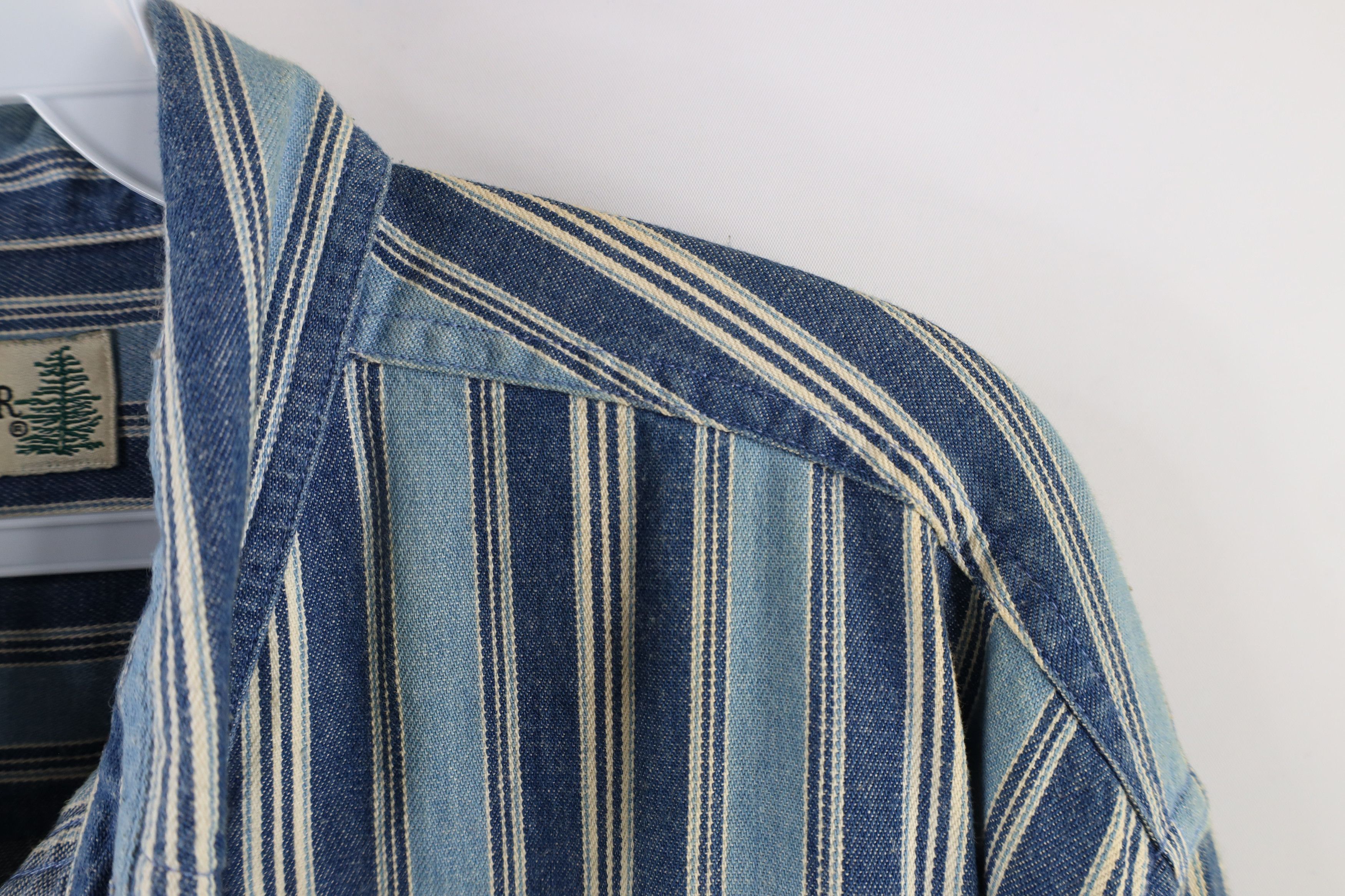 Vintage Vintage 90s Streetwear Striped Denim Jean Button Down Shirt Size US M / EU 48-50 / 2 - 8 Thumbnail
