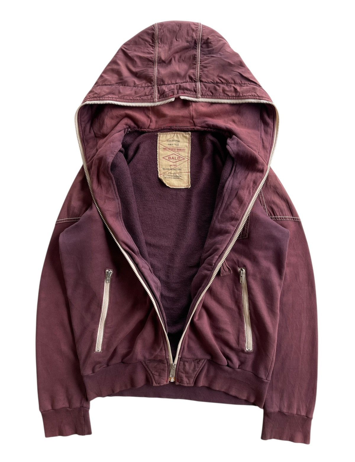Japanese Brand BALL Sunfaded Burgundy Hooded Sweaters Size US M / EU 48-50 / 2 - 3 Thumbnail