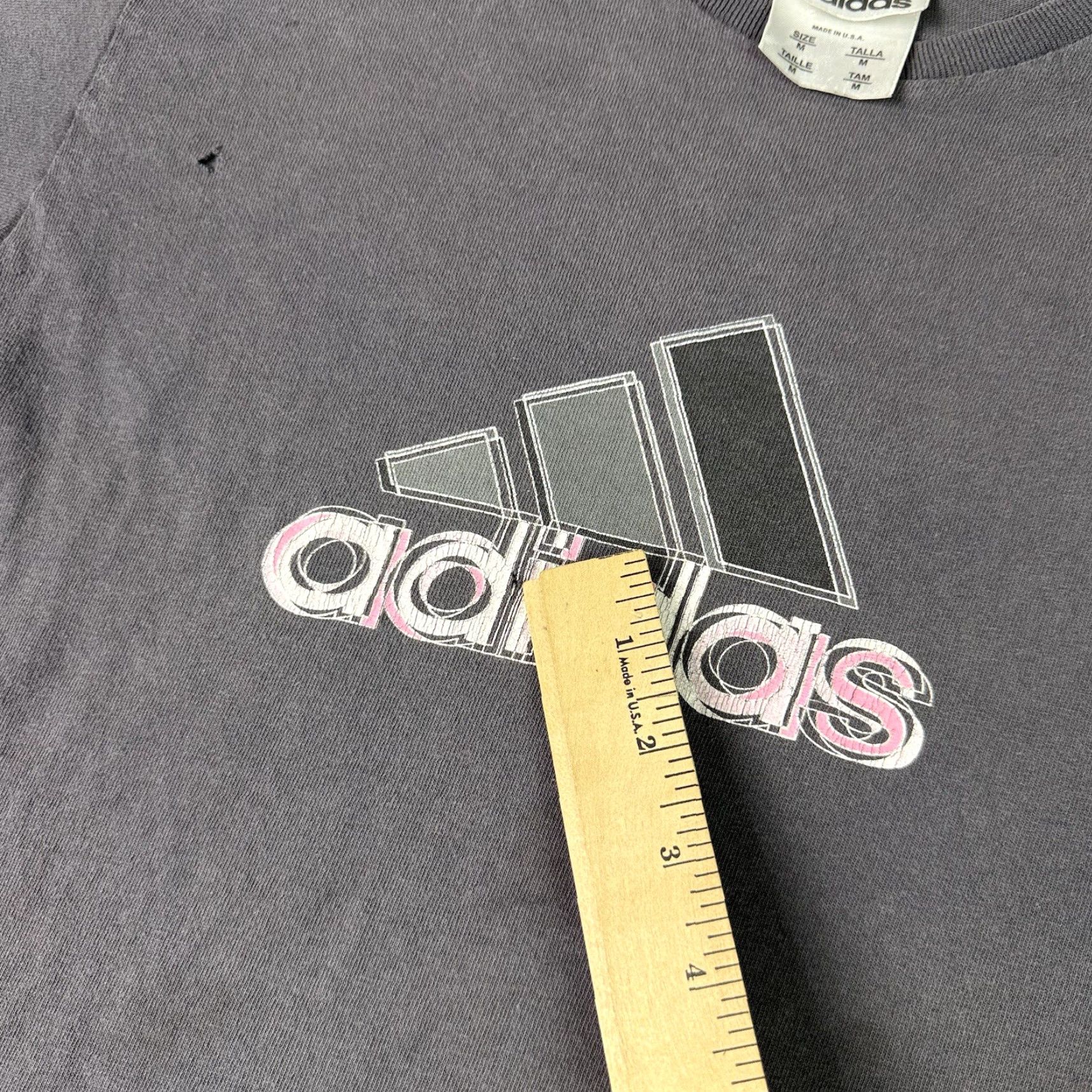 Adidas VINTAGE Adidas T Shirt Adult M Gray Faded Logo Spellout USA Distressed 90s Shirt Mens T-Shirt Size US M / EU 48-50 / 2 - 5 Thumbnail