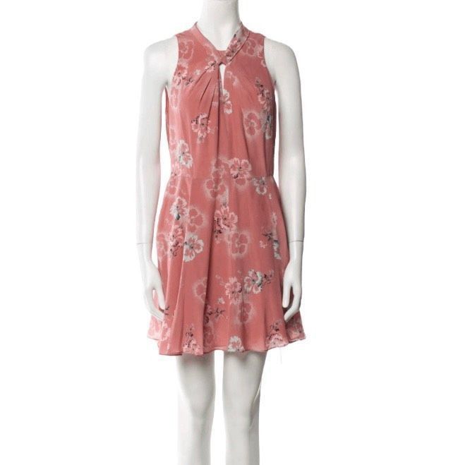 Rebecca Taylor Rebecca Taylor Pink Floral Silk Mini Dress Women’s Size M Sleeveless Keyhole Detail Size M / US 6-8 / IT 42-44 - 1 Thumbnail