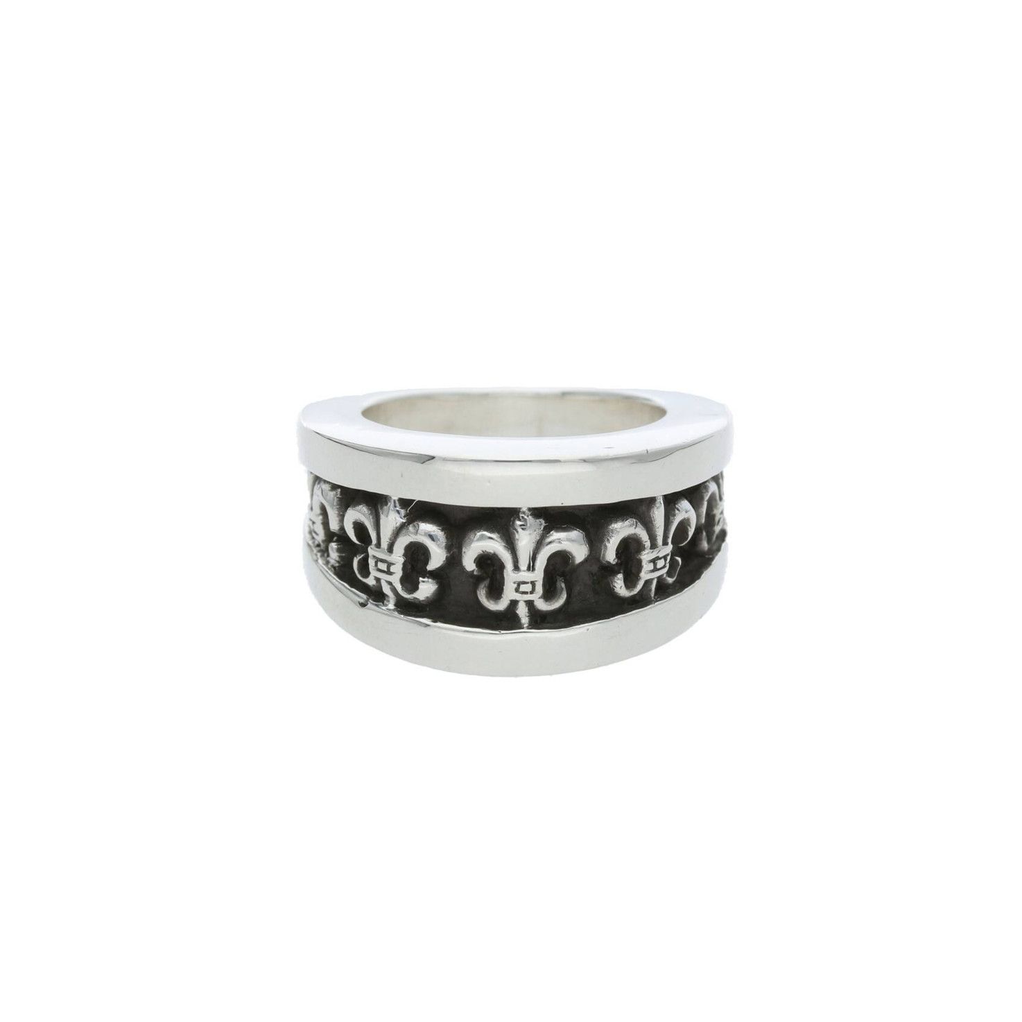 image of Chrome Hearts Bs Fleur Ring Us 5.5 in Silver, Men's