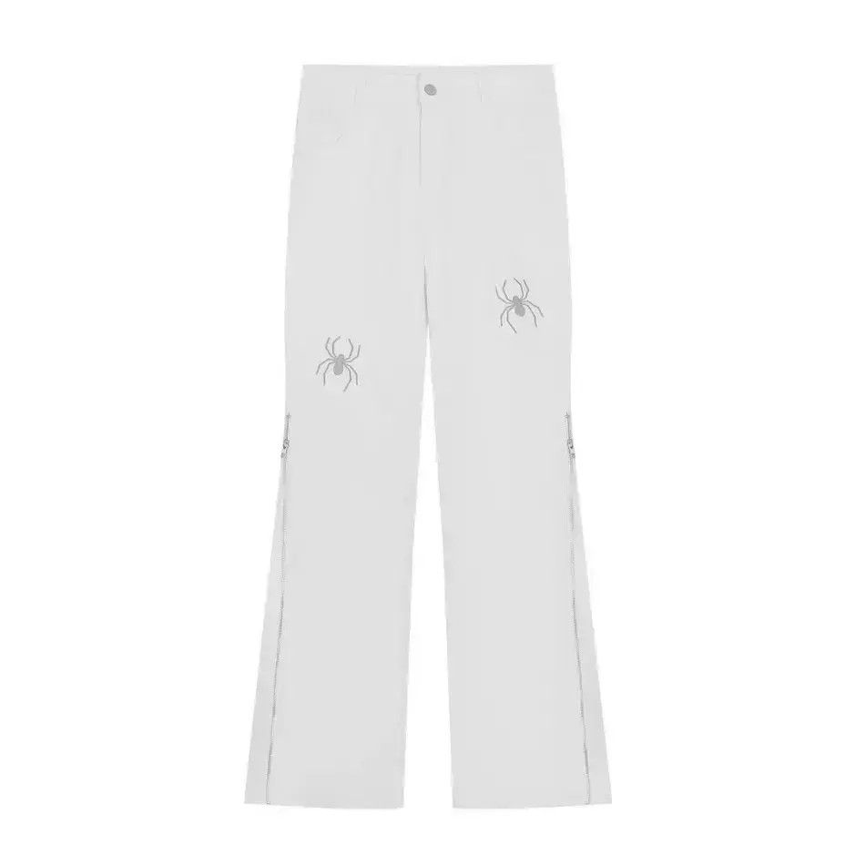 Japanese Brand Street Y2K Spider Print Zip Hip Hop Jeans Size US 30 / EU 46 - 6 Thumbnail