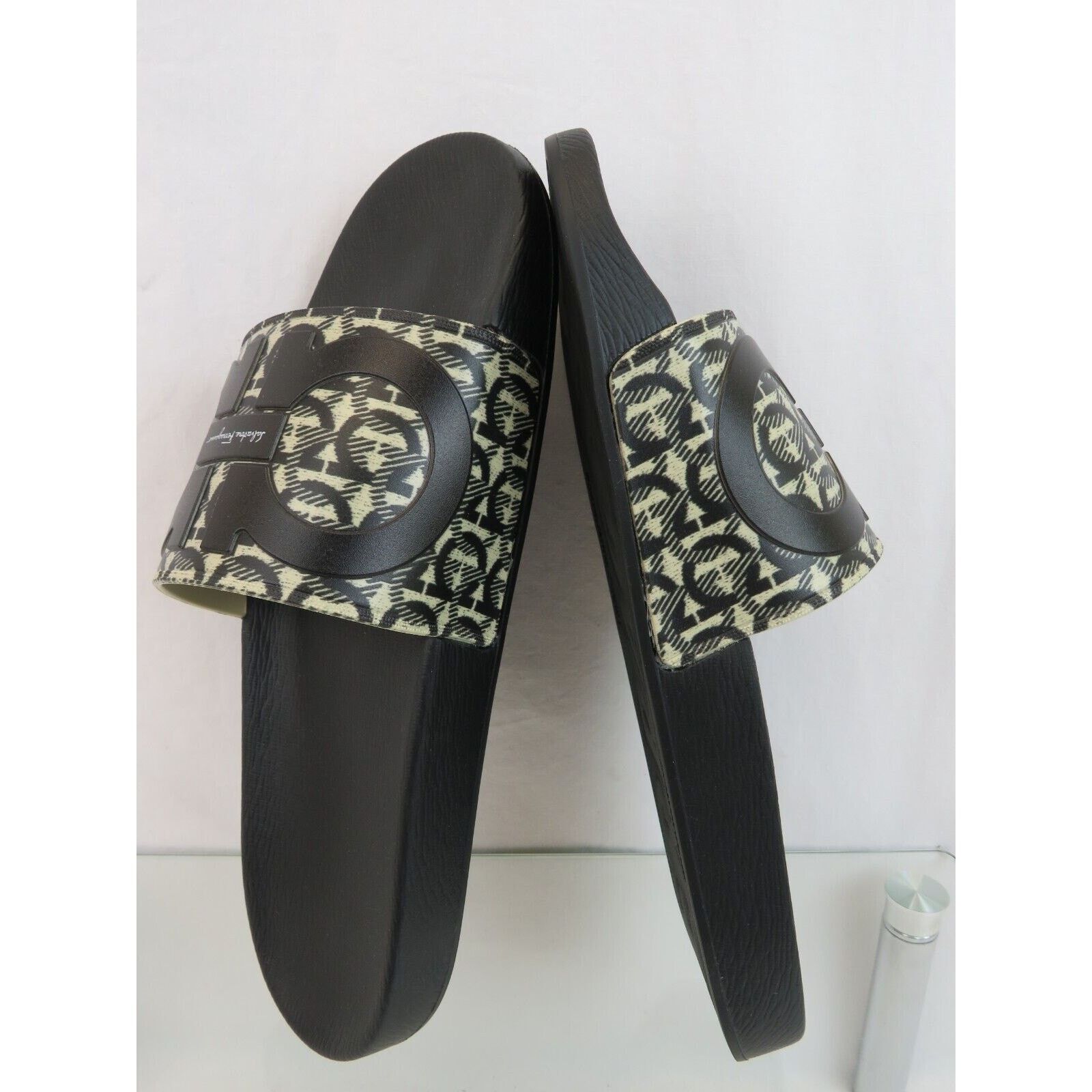Salvatore Ferragamo FERRAGAMO GROOVE 6 BEIGE BLACK GANCINI LOGO SANDALS 10 Size US 10 / EU 43 - 11 Thumbnail