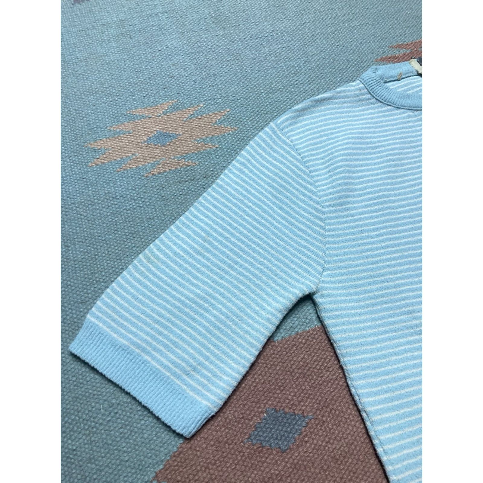Vintage VINTAGE 60s 70s short sleeve t shirt striped textured blue women’s large Size L / US 10 / IT 46 - 3 Thumbnail
