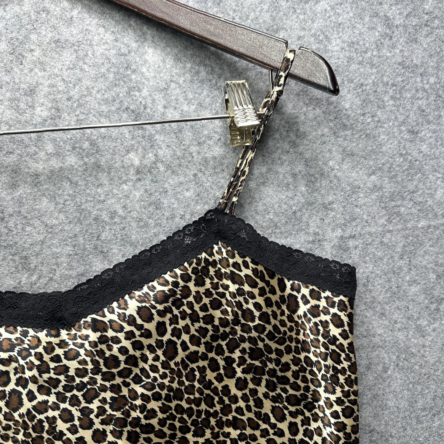 Vintage PJ Salvage Camisole Tank Top Womens XL Brown Leopard Animal Print Lace Trim y2k Size XL / US 12-14 / IT 48-50 - 5 Thumbnail