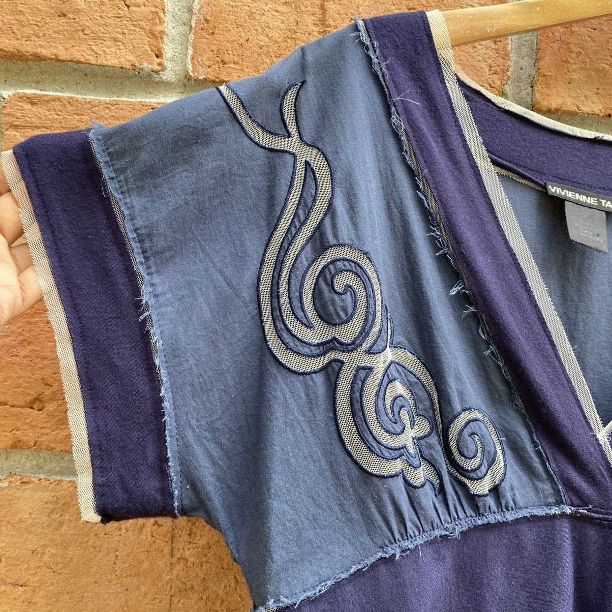 Vivienne Tam VIVIENNE TAM Boho Navy V-Neck Tunic Top Size XS / US 0-2 / IT 36-38 - 4 Thumbnail