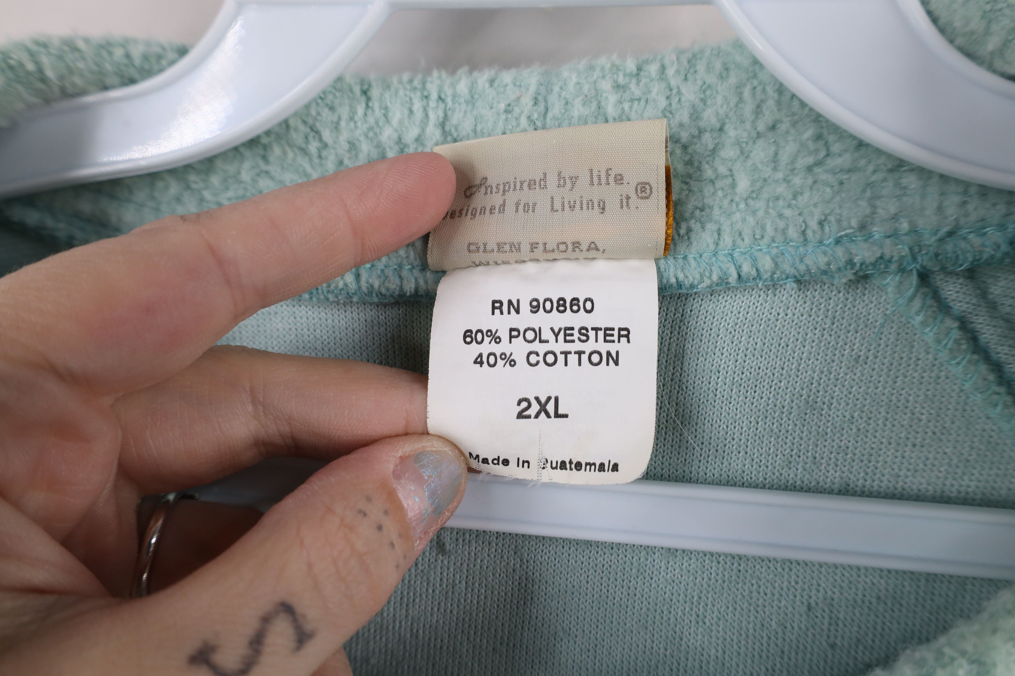 Vintage Vintage 90s Country Primitive Marled Fleece Sweater Teal Size XXL / US 16-18 / IT 52-54 - 10 Thumbnail