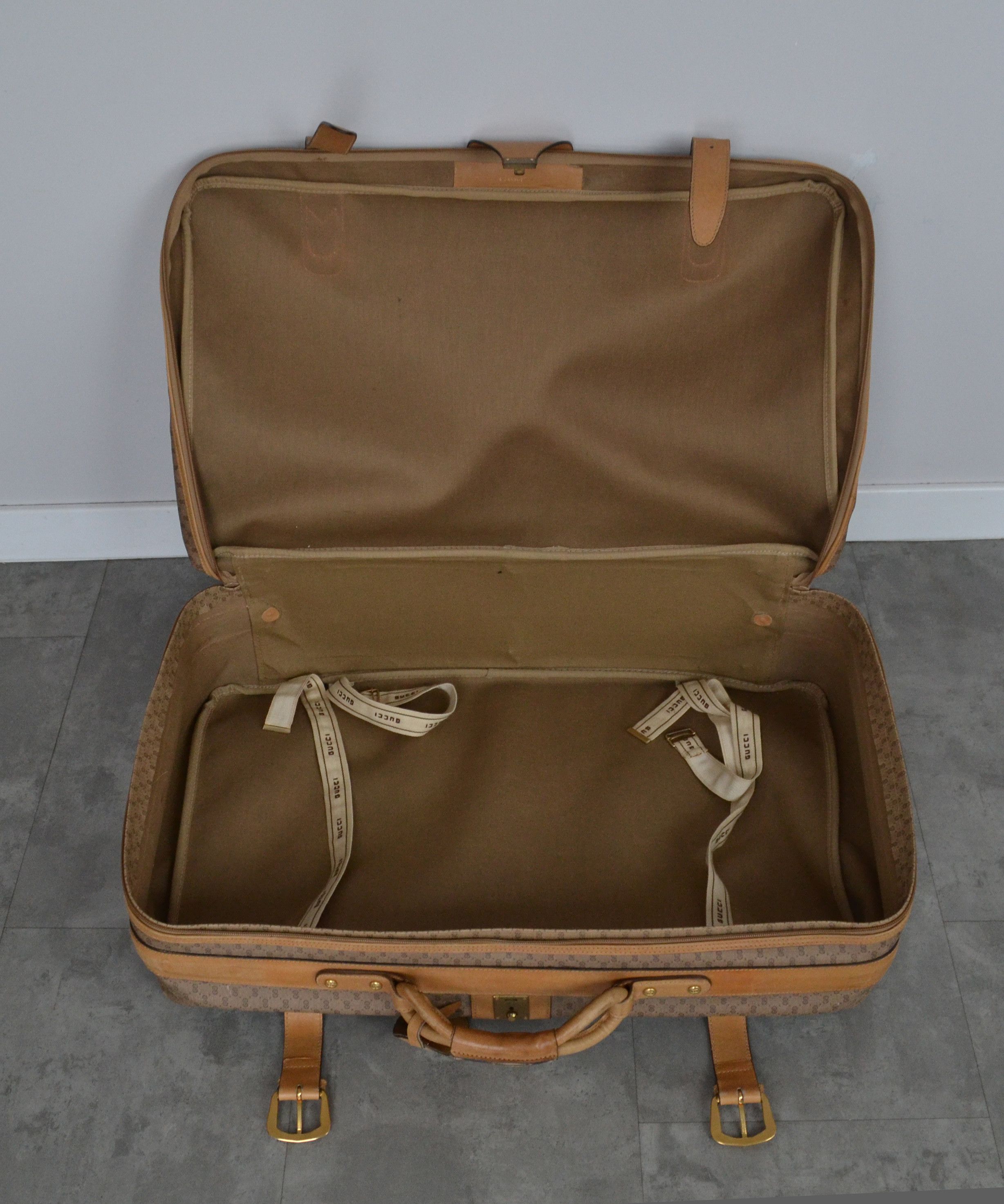 Gucci GUCCI Luggage Bag Monogram GG Logo Suitcase Brown Leather Size ONE SIZE - 3 Thumbnail