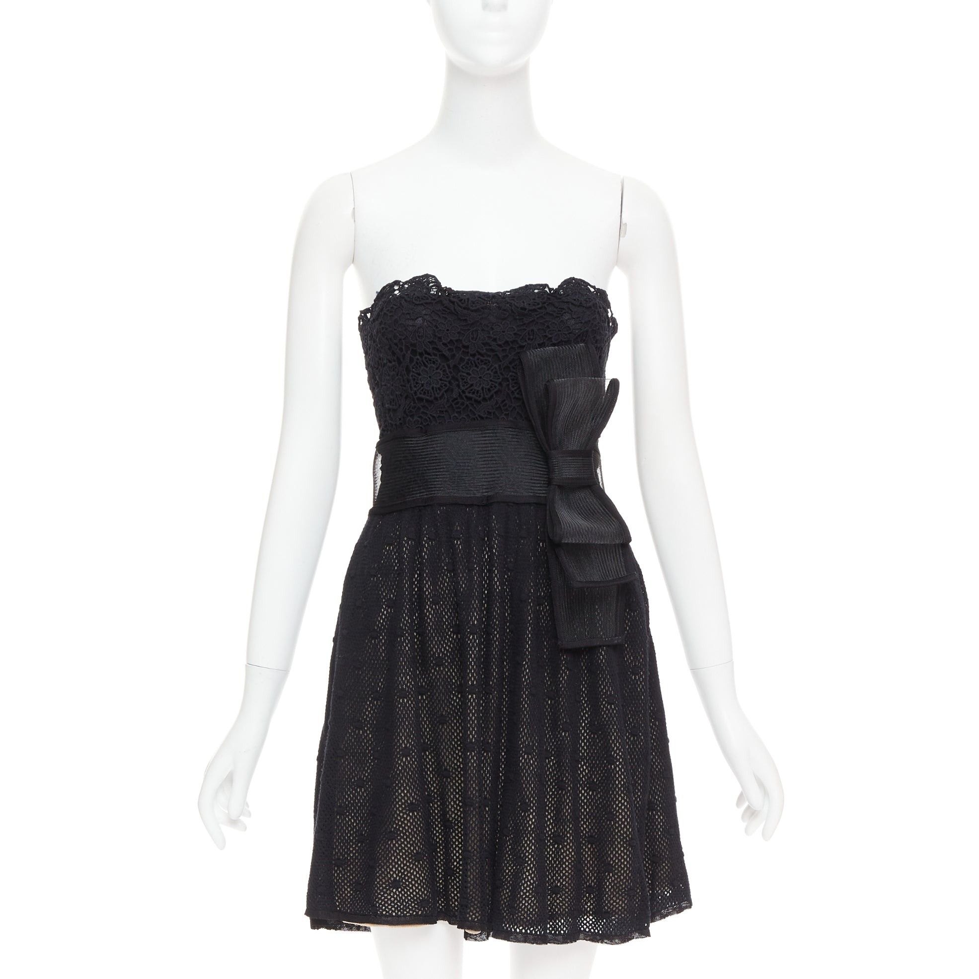 red valentino black dress with bow Red Valentino Black Sleeveless Bow Detail Dress UK M