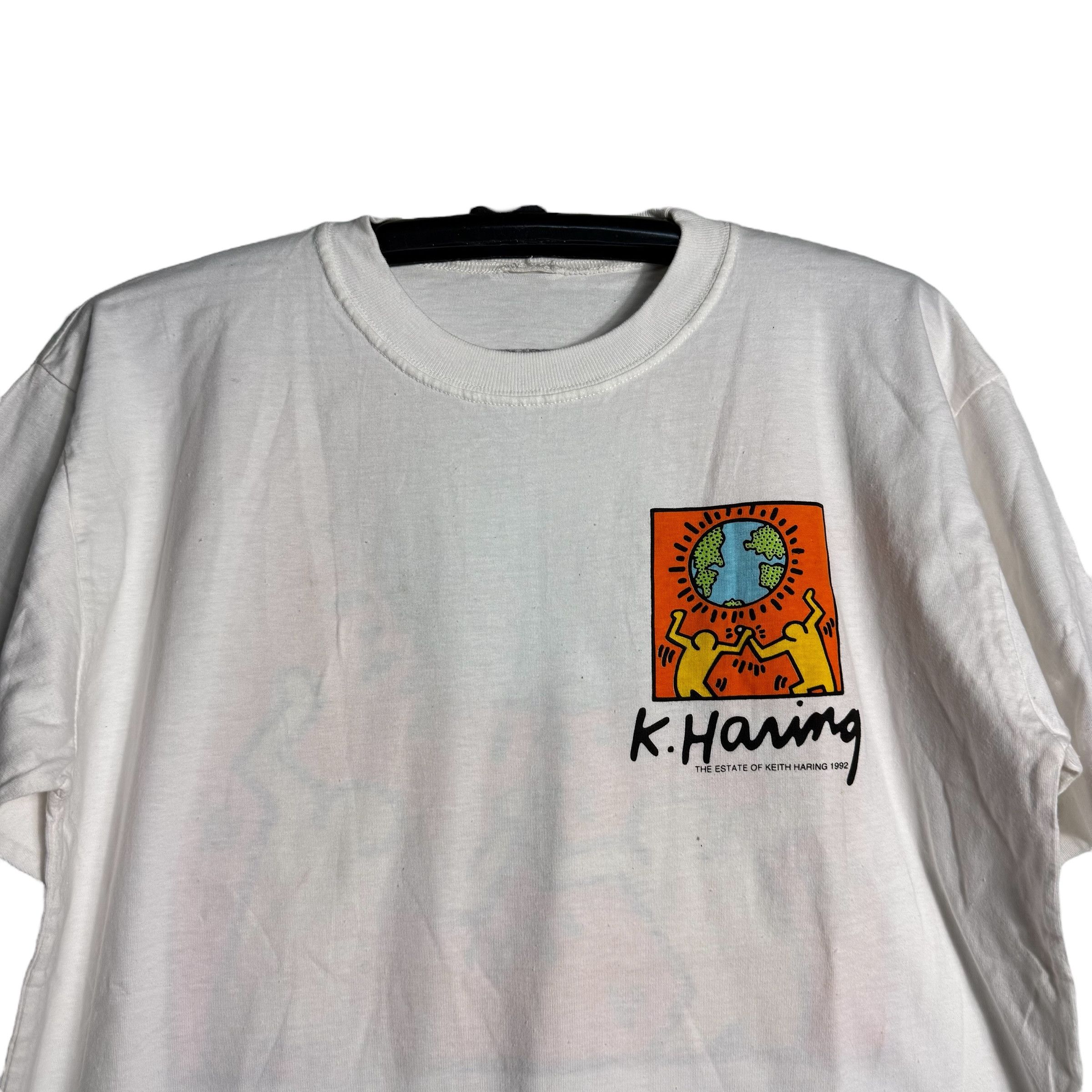 Keith Haring 🔥RARE🔥Vintage 90s Keith Haring Earth Day Estate T-shirt Size US L / EU 52-54 / 3 - 2 Thumbnail