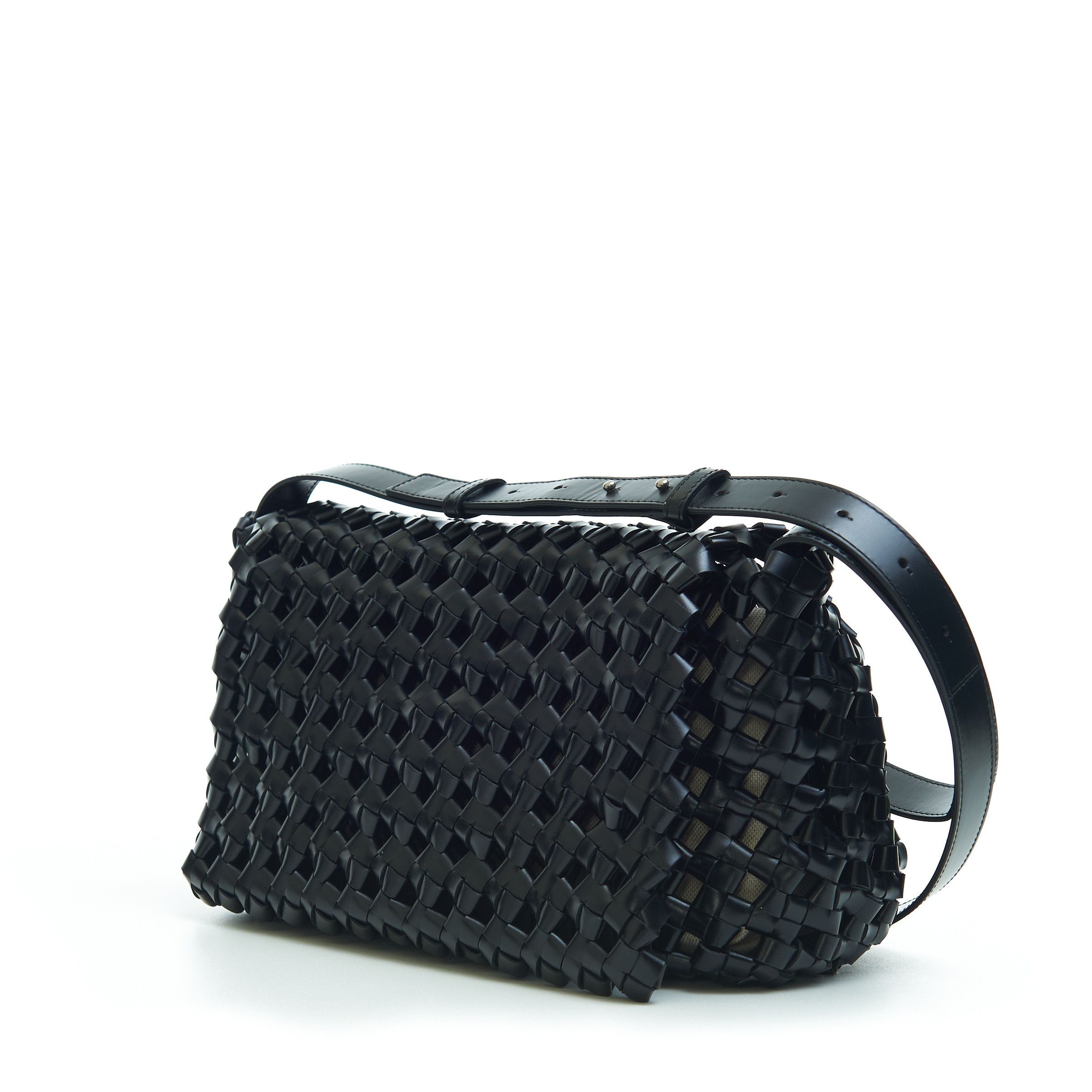 Bottega Veneta BV WINDOW Crossbody Bag in Black Woven Crochet Leather Size ONE SIZE - 2 Thumbnail
