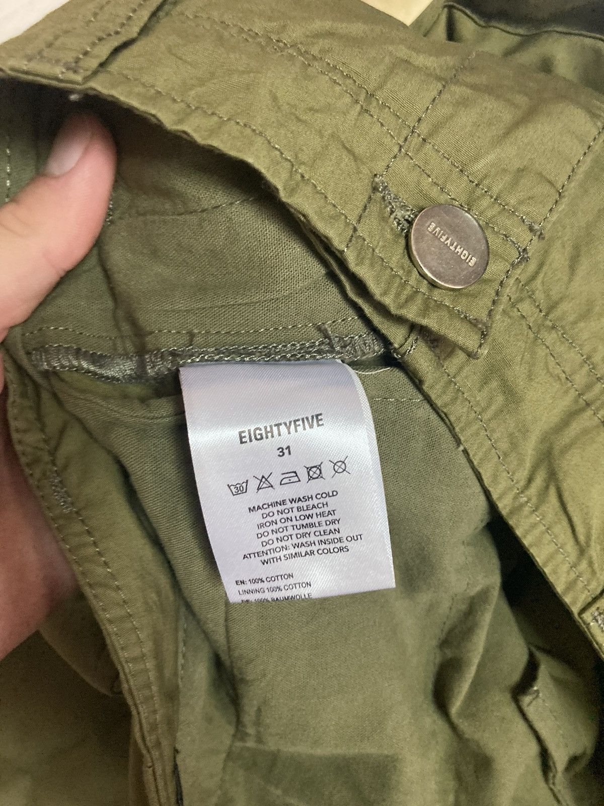 Other EIGHTYFIVE Wide Leg Cargo Olive Green Utility Military Pants Size US 31 - 11 Thumbnail